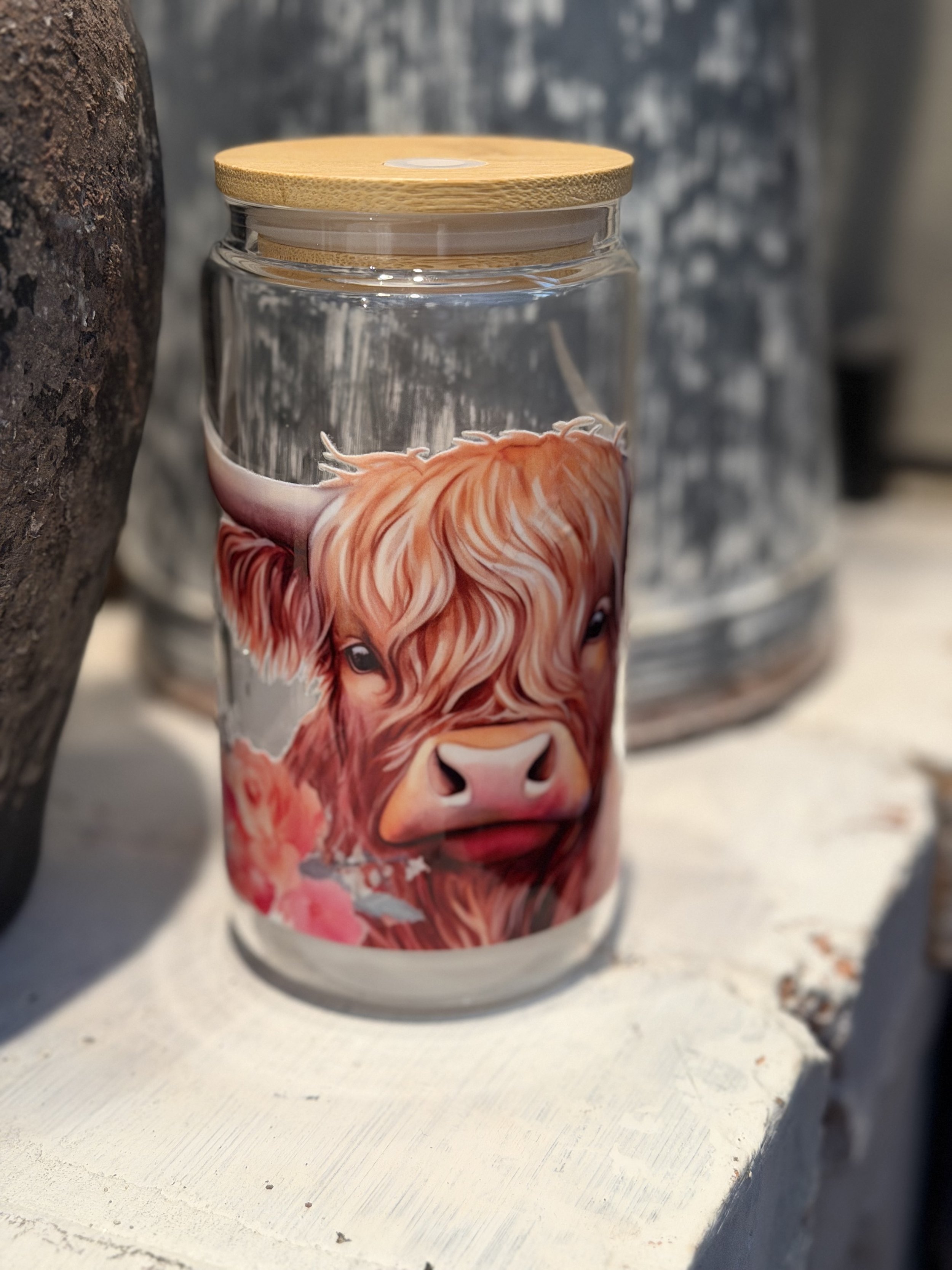 Bold Highland Cow 16oz Glass