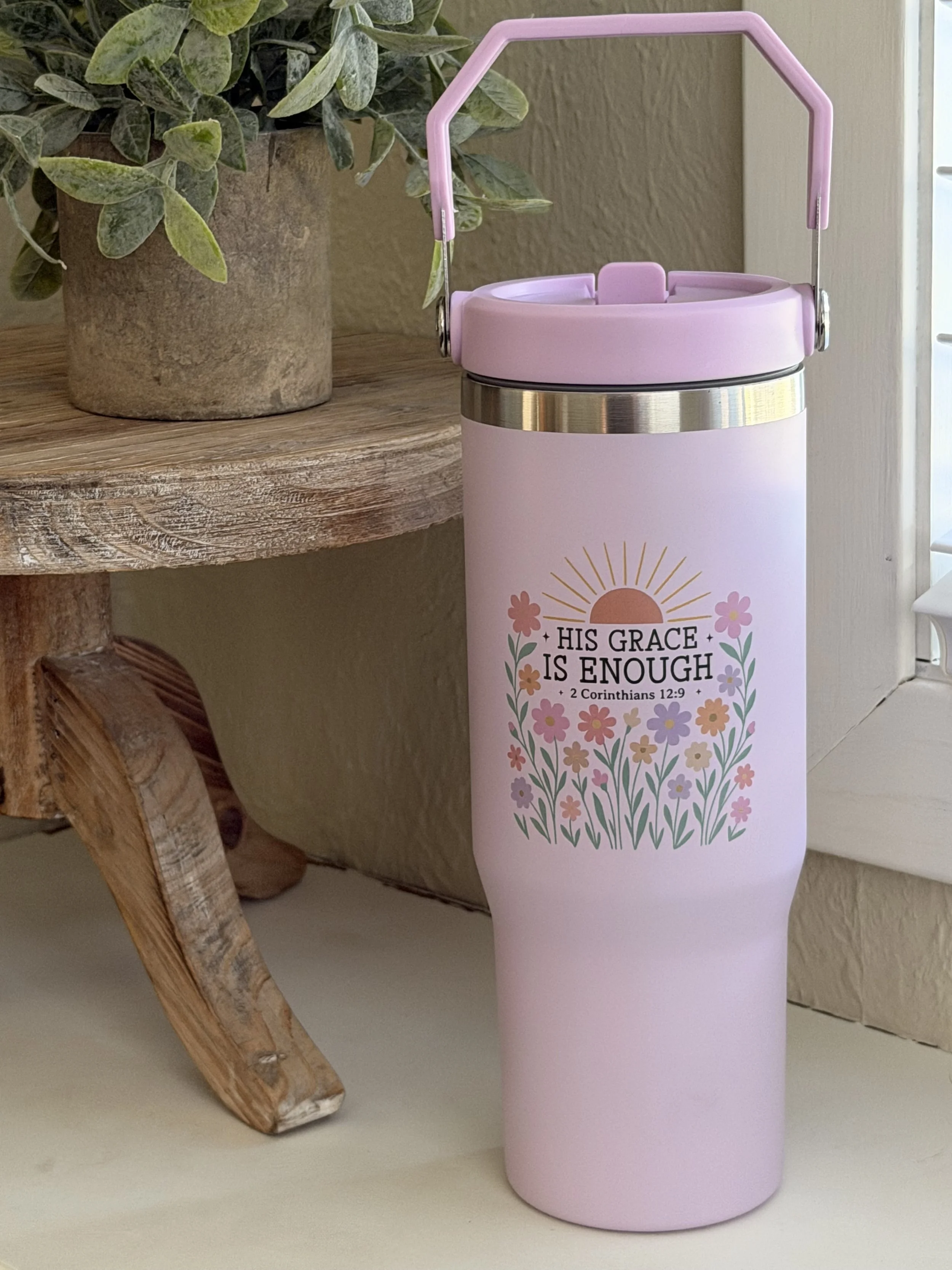 His Grace Is Enough 30oz flip-straw tumbler