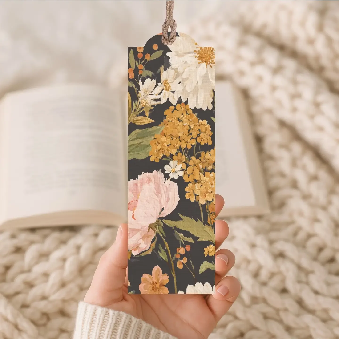 Blush Floral Wood Bookmark