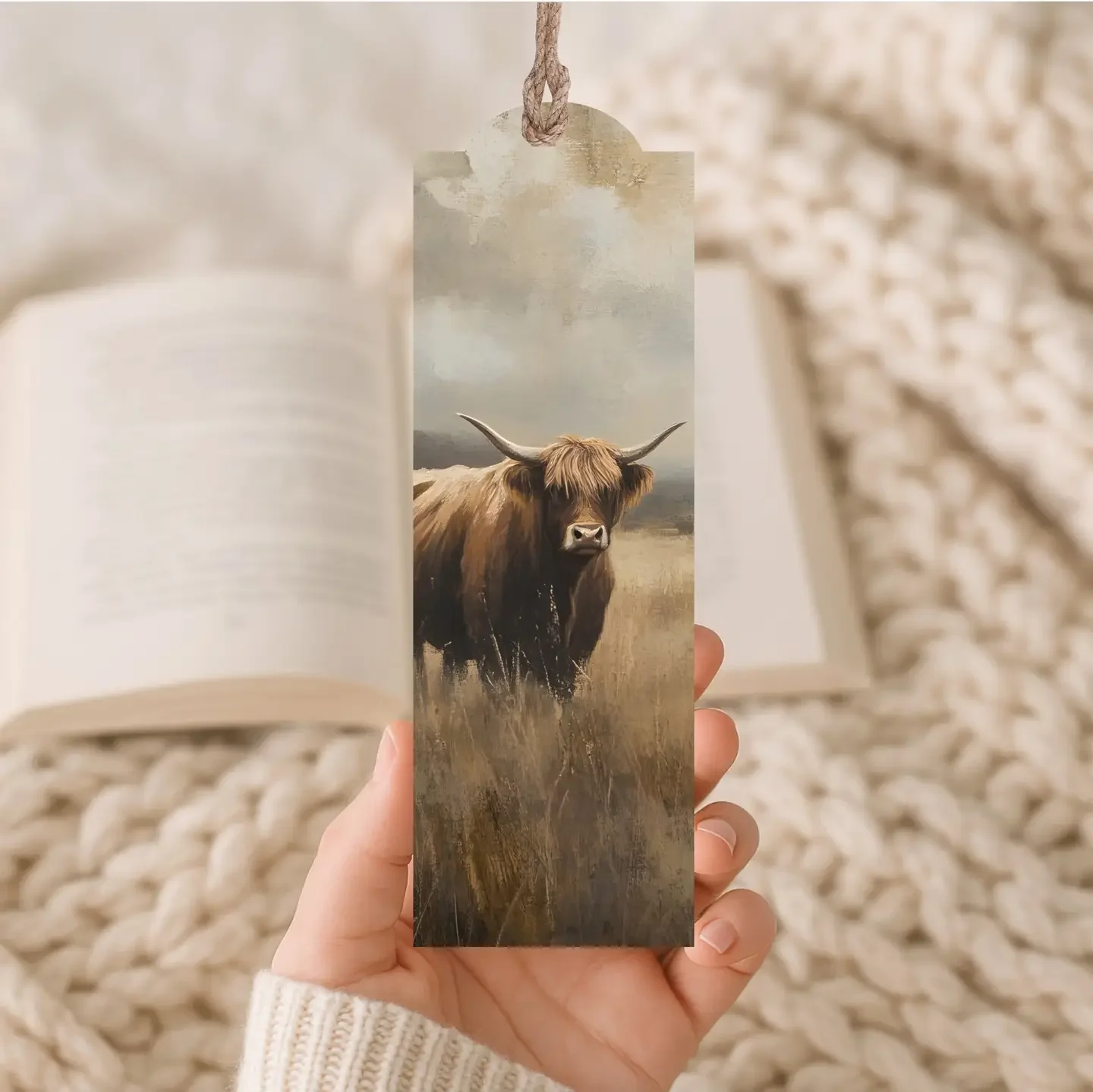 Meadow Highland Wood Bookmark