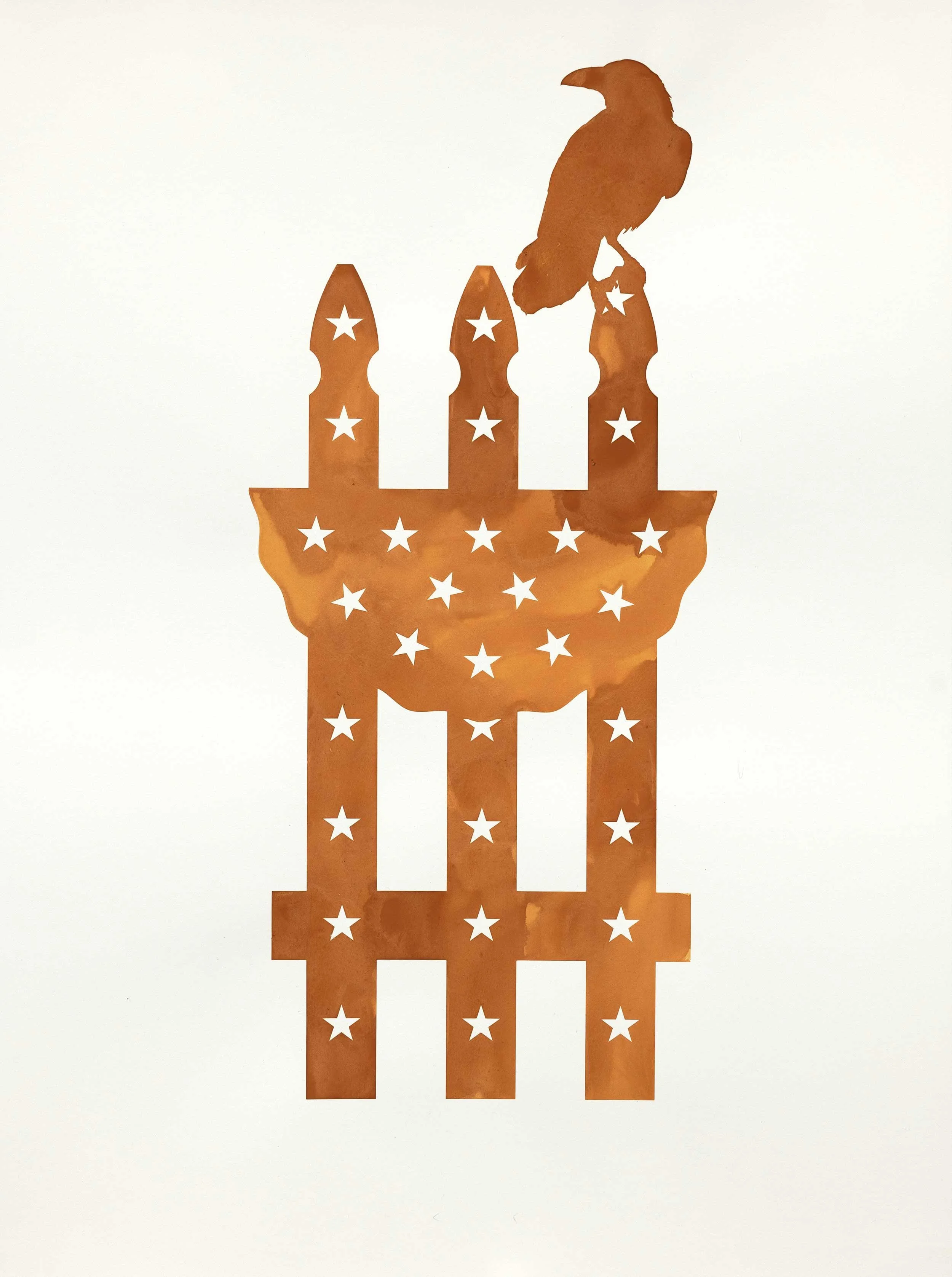    Freedman's Crow (AP) , 2026  Rust on Paper 30 x 22 in | 76.2 x 55.9 cm 