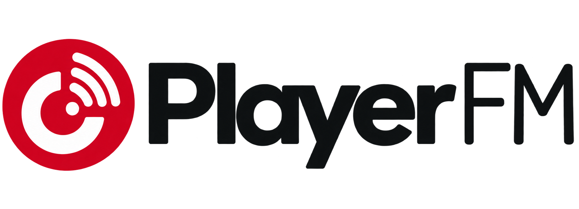 Player FM logo with a red circle containing white radio signal waves icon next to the black text 'Player FM'