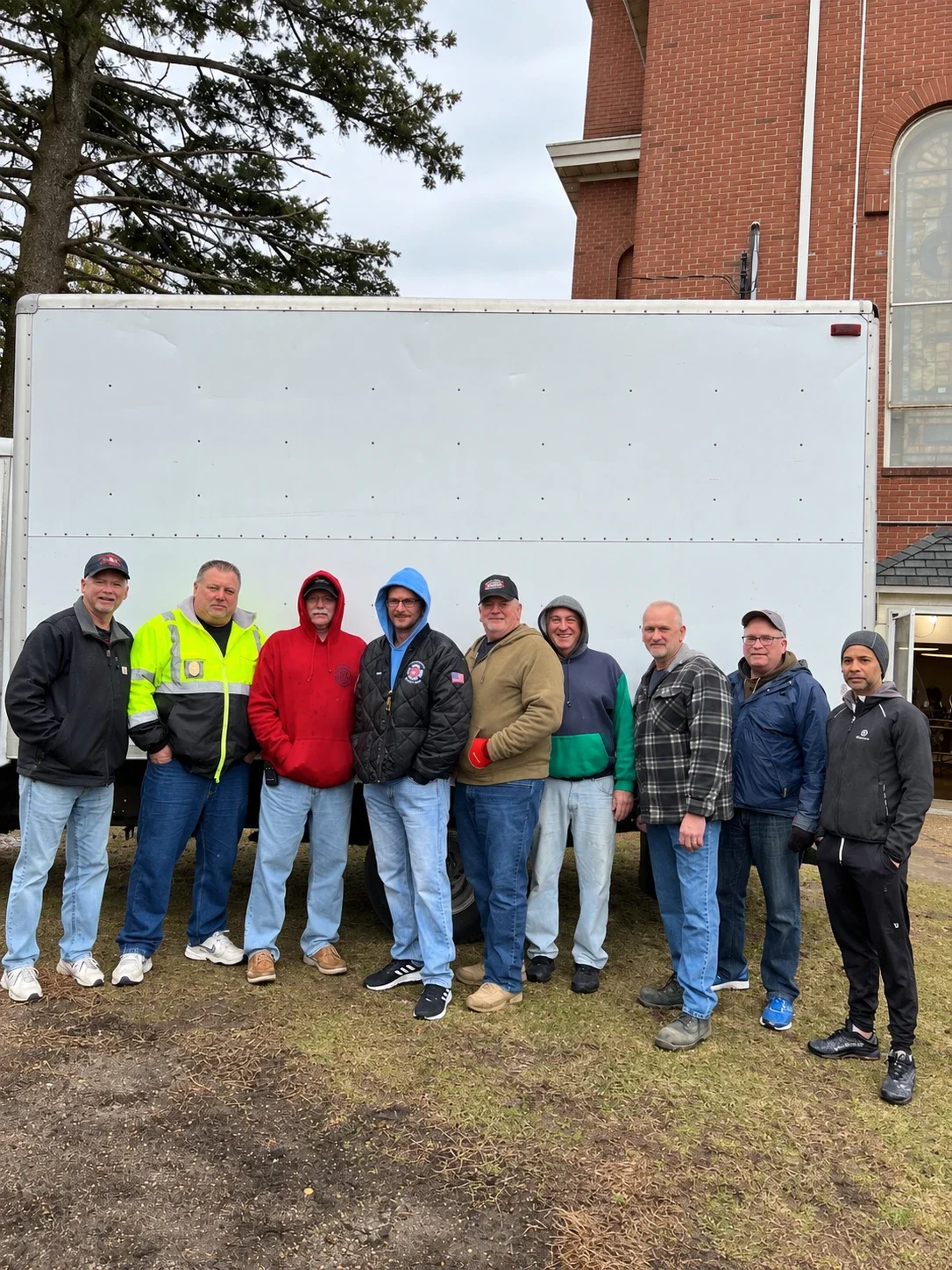 Church volunteers gathered for a food delivery outreach day