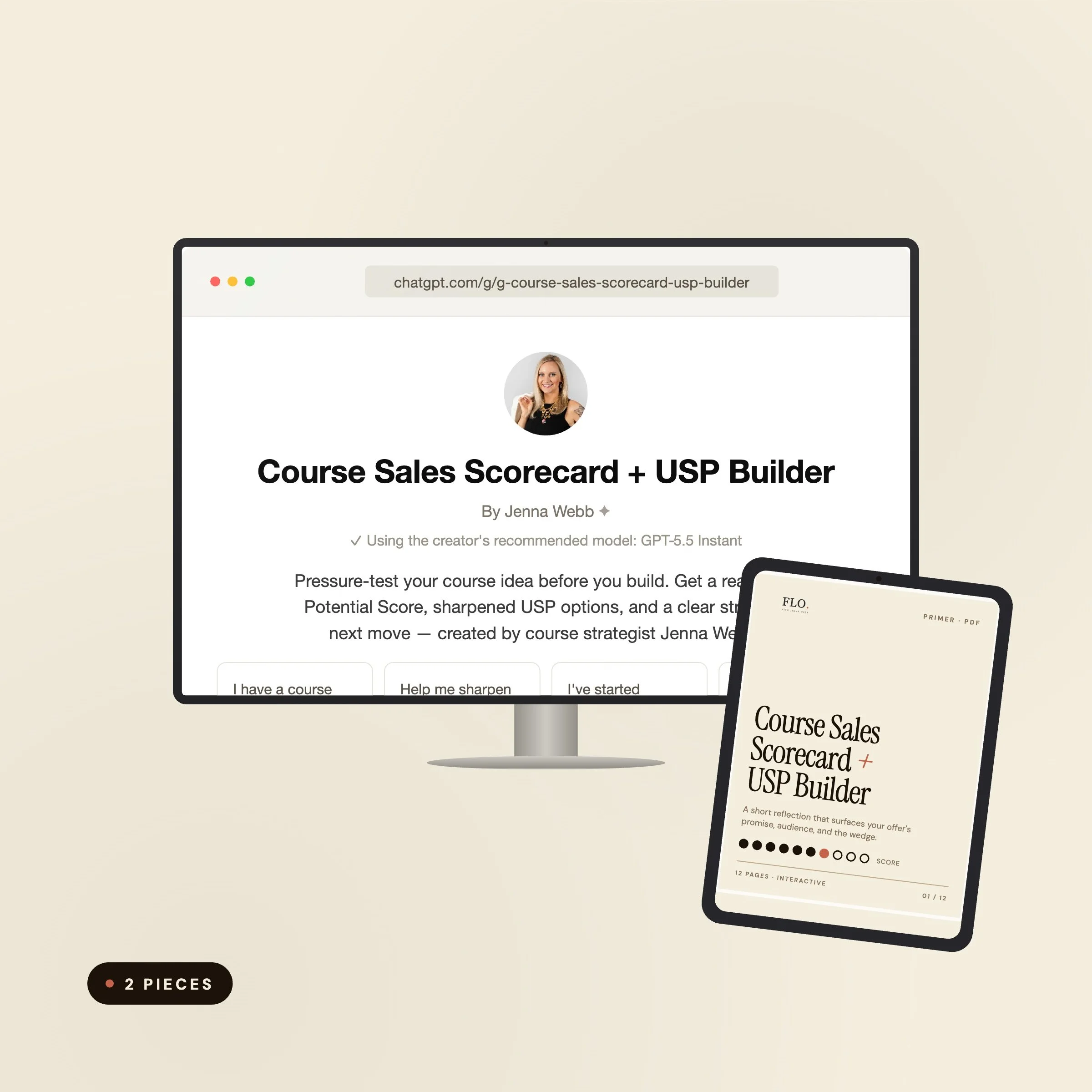 Course Sales Scorecard + USP Builder by Jenna Webb — PDF workbook and Validation GPT for course idea validation