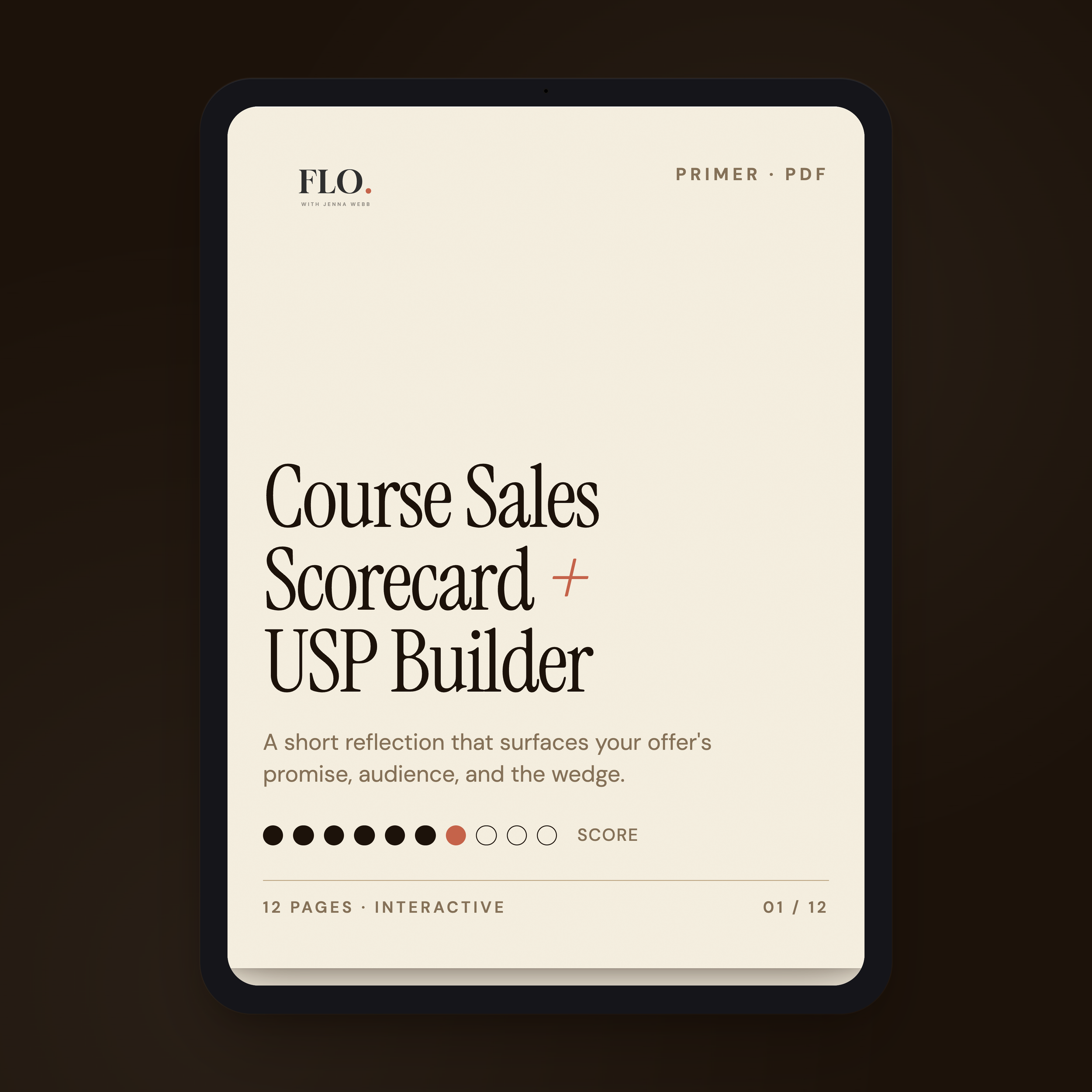 Course Sales Scorecard + USP Builder by Jenna Webb — PDF workbook and Validation GPT for course idea validation.