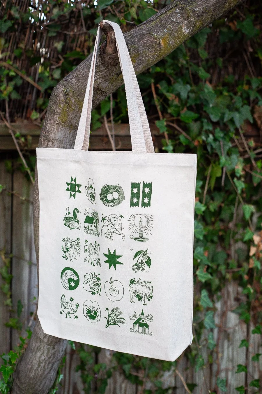 Patchwork farmers market canvas tote