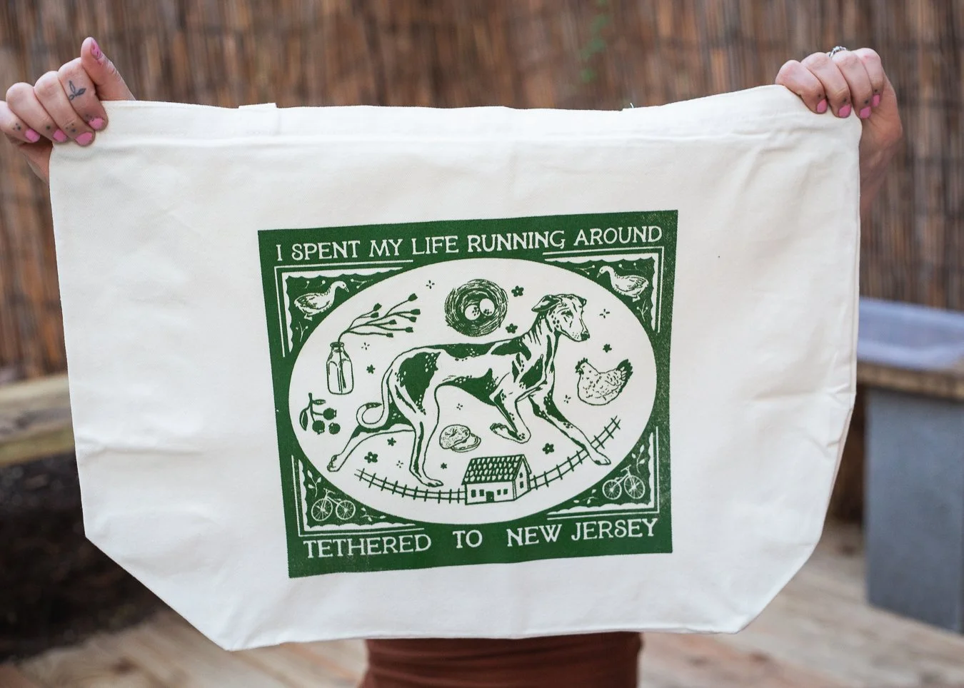 I spent my life running around tethered to New Jersey zipper tote