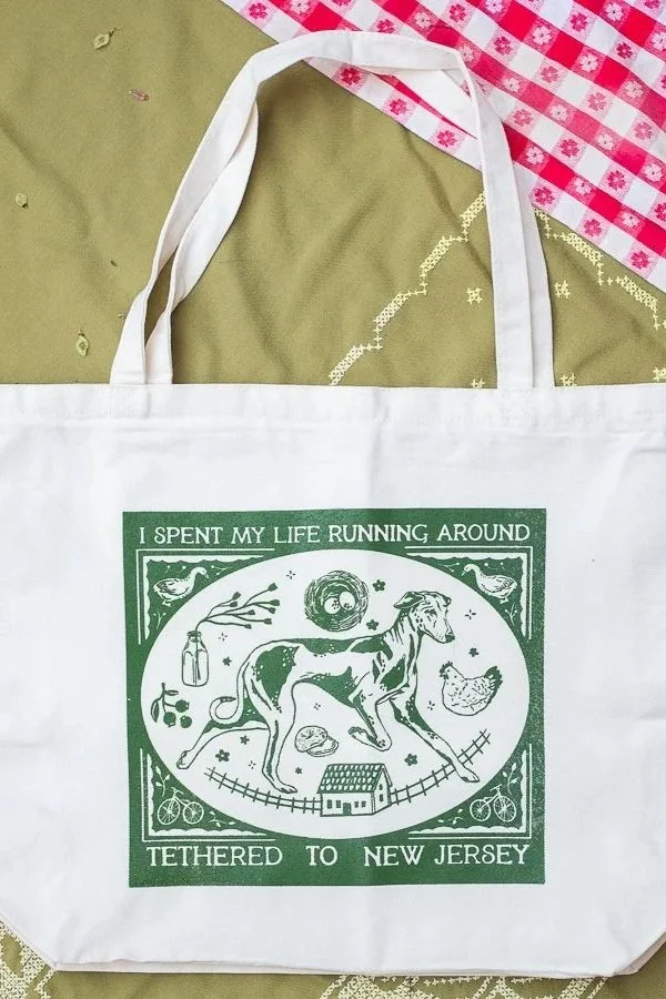 I spent my life running around tethered to New Jersey zippered tote