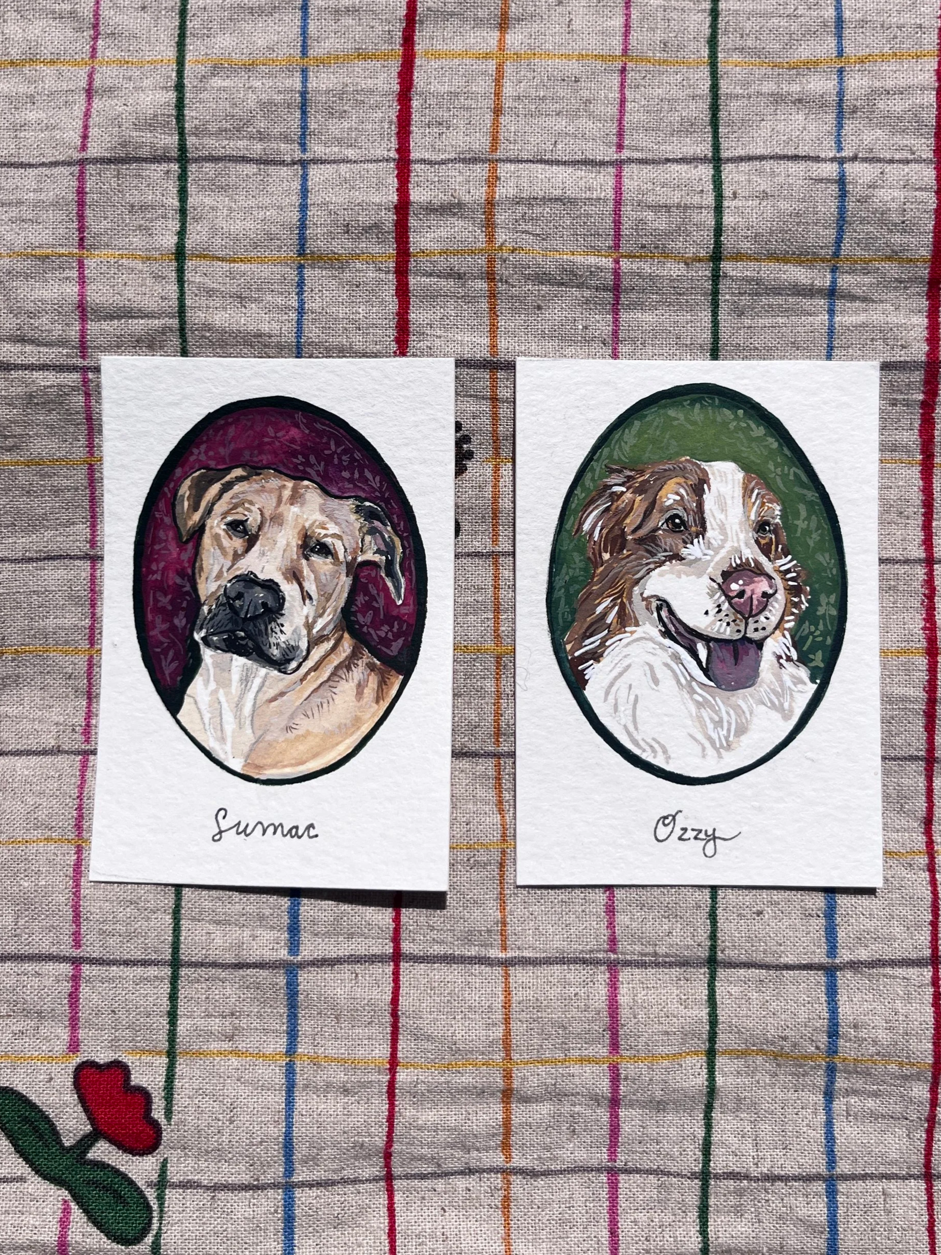Hand painted custom pet portrait size 2x3