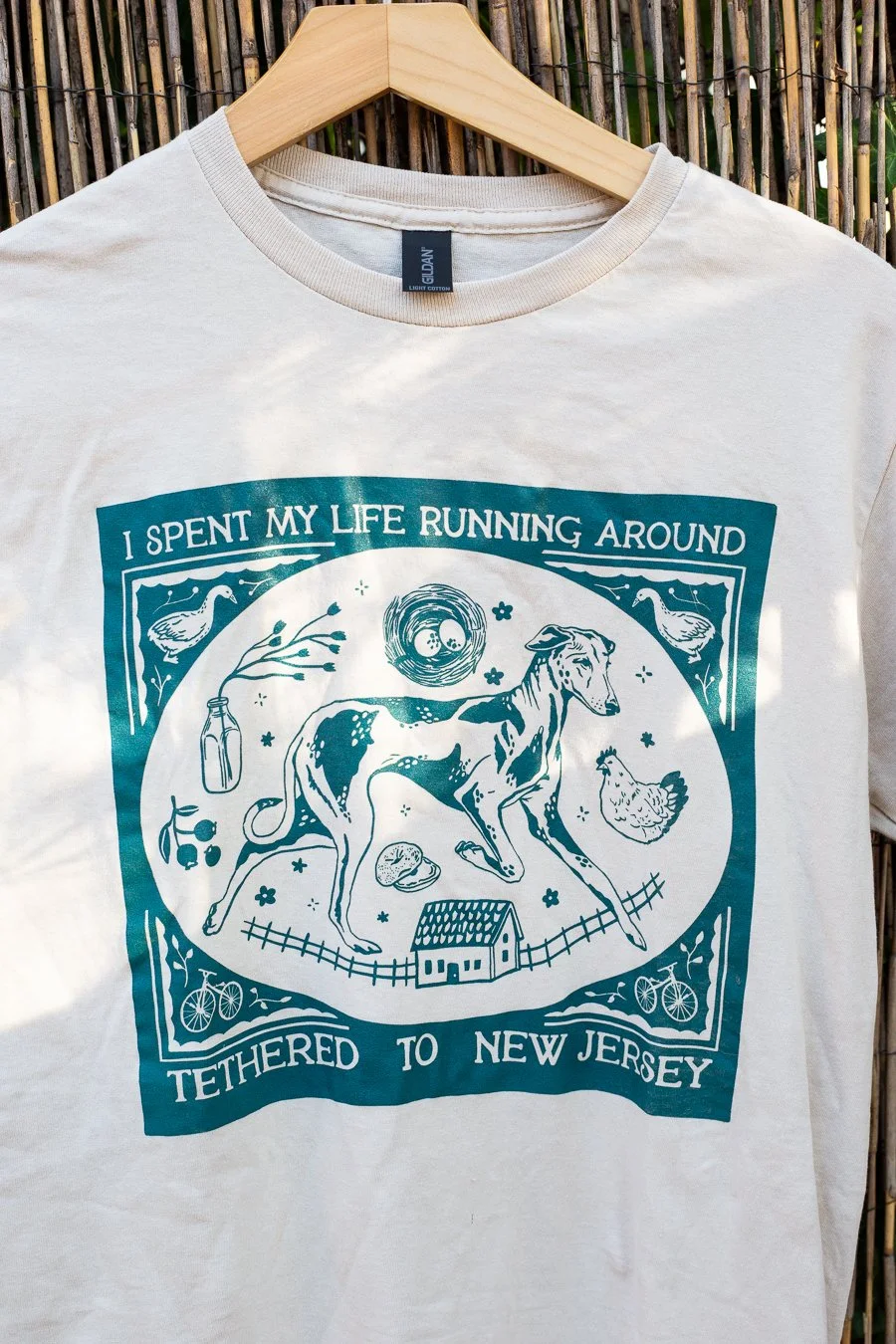 I spent my life running around tethered to New Jersey t-shirt