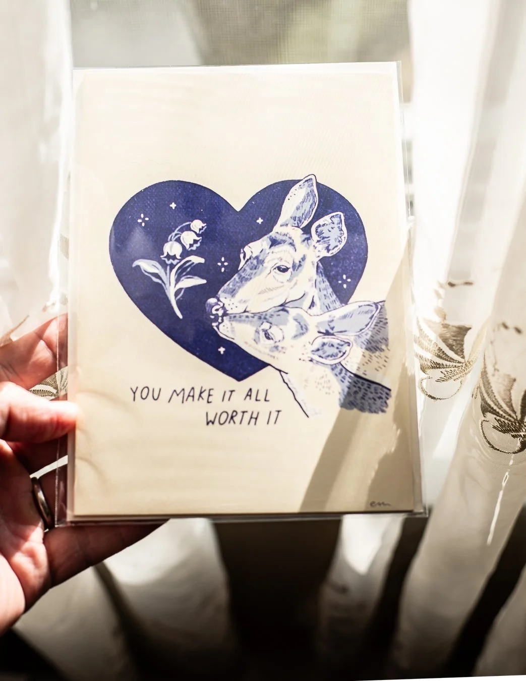 greeting card reading you make it all worth it with two deer