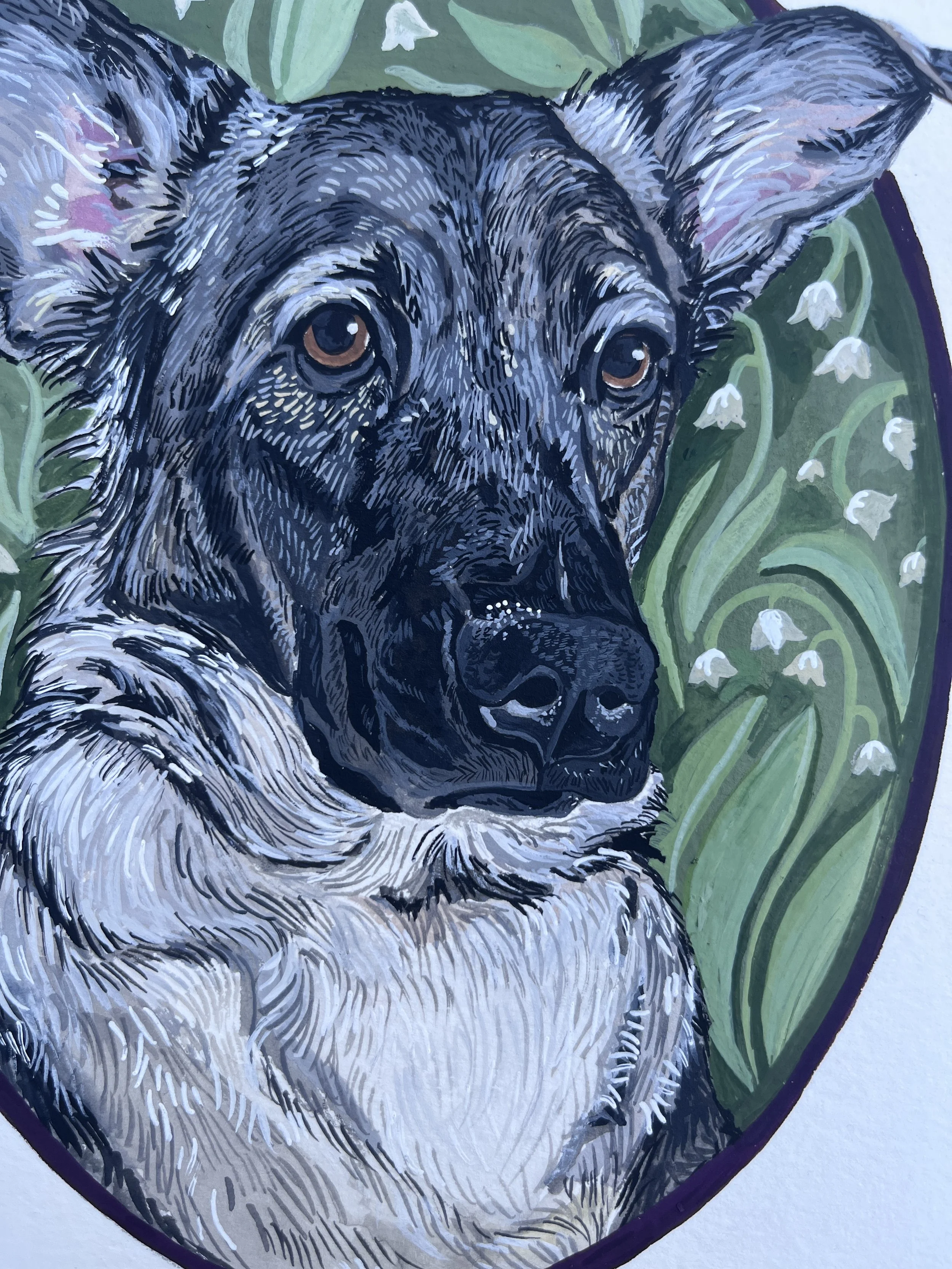 Hand painted custom pet portrait size 8x10