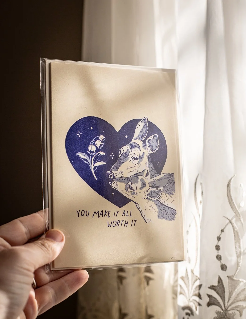 greeting card reading you make it all worth it with two deer