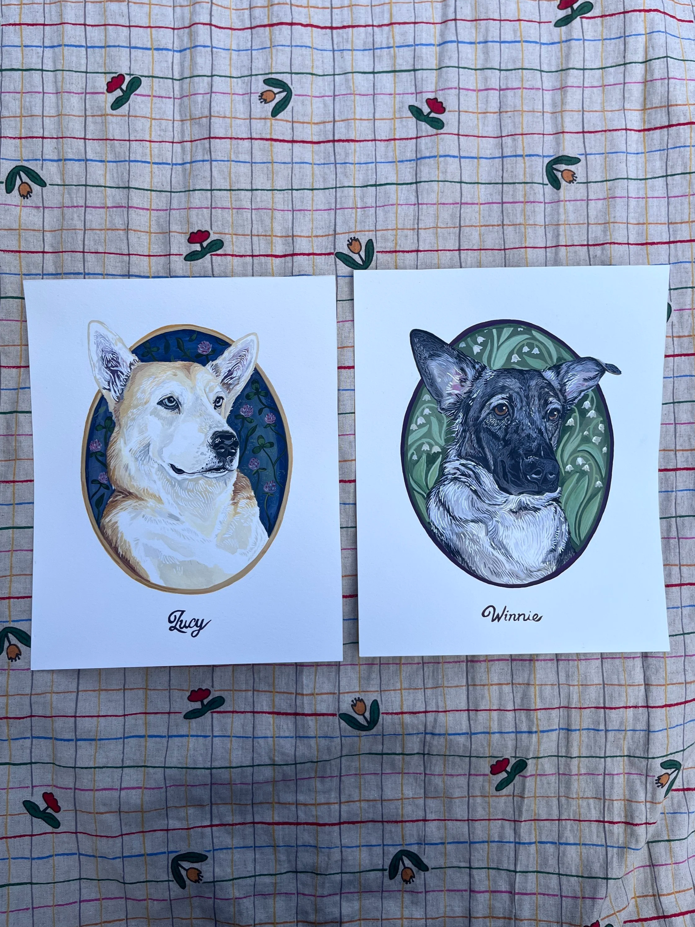 Hand painted custom pet portrait size 8x10