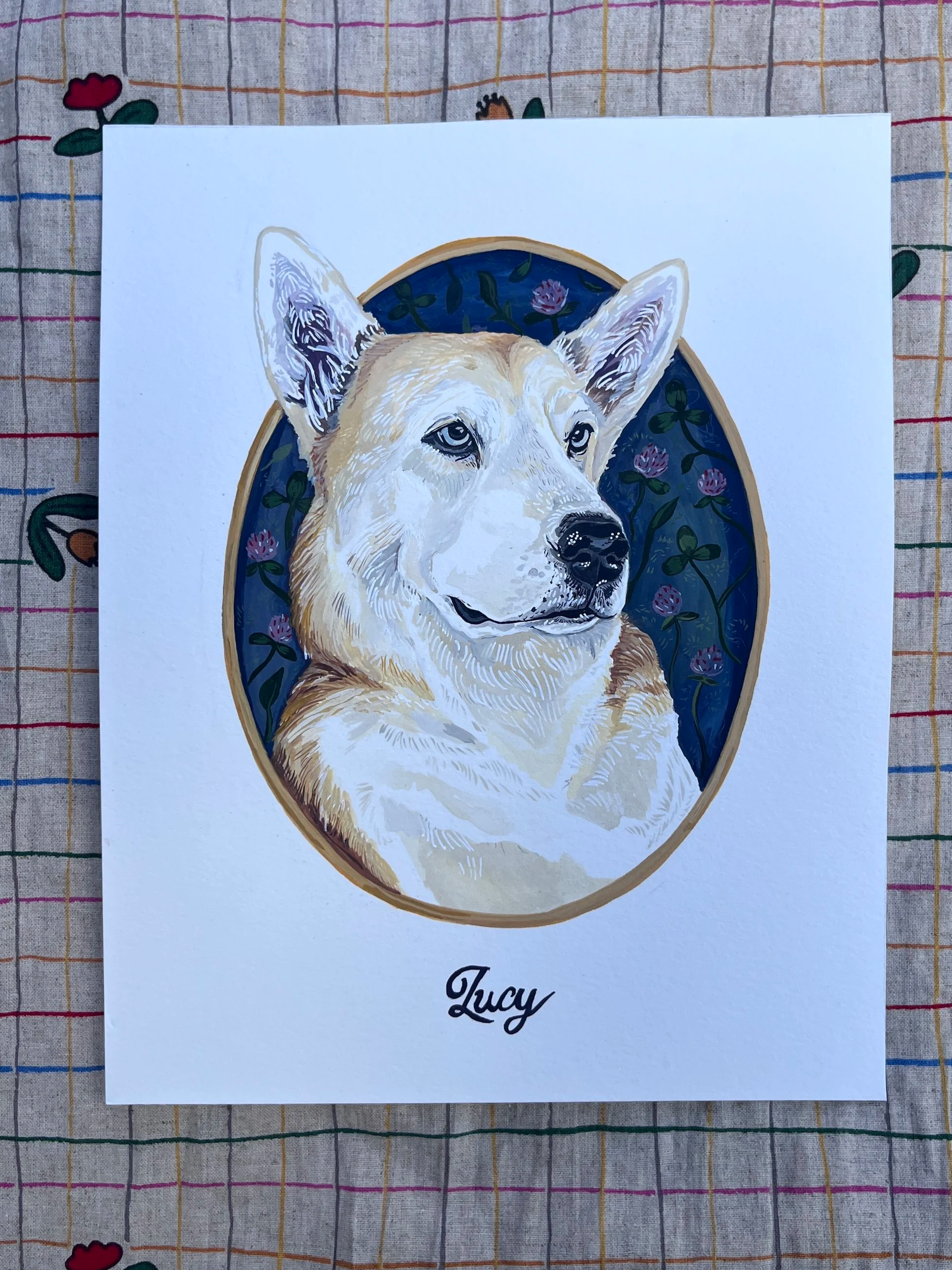Hand painted custom pet portrait size 8x10