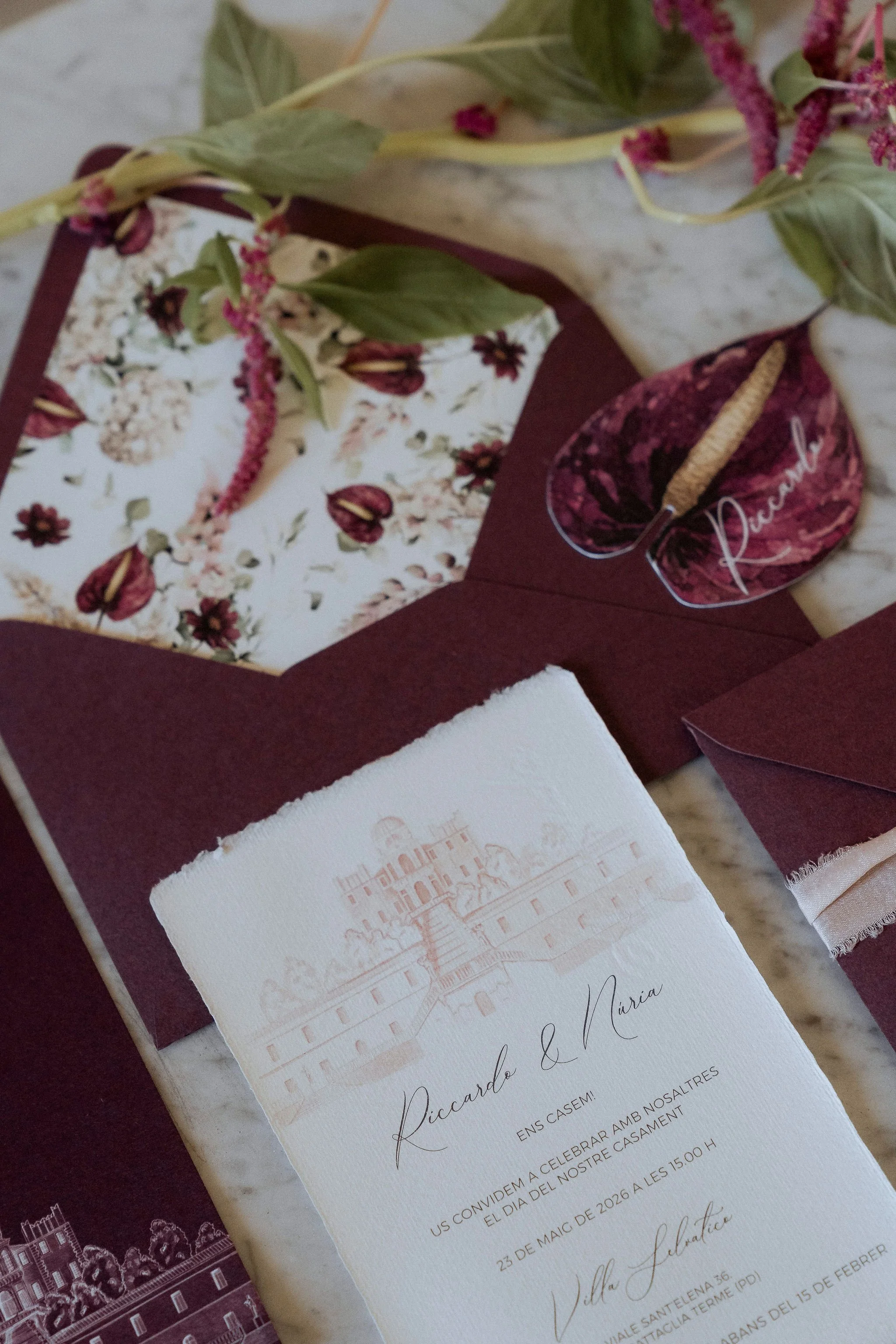 Wedding stationery details of Villa Selvatico 