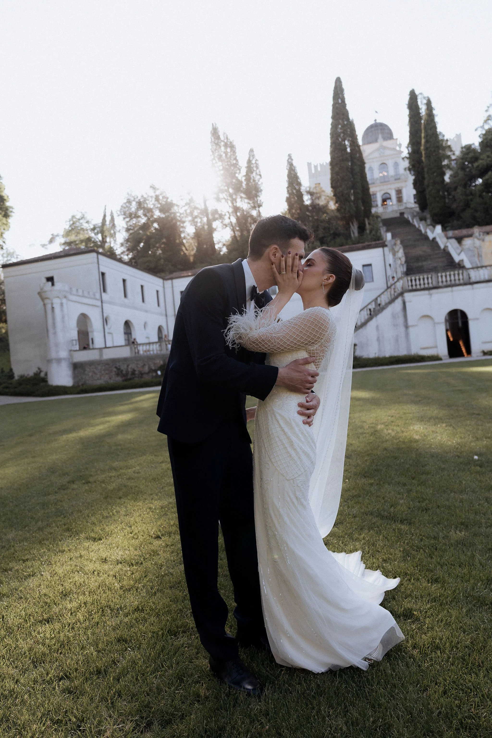 Bride and groom couple session at Villa Selvatico