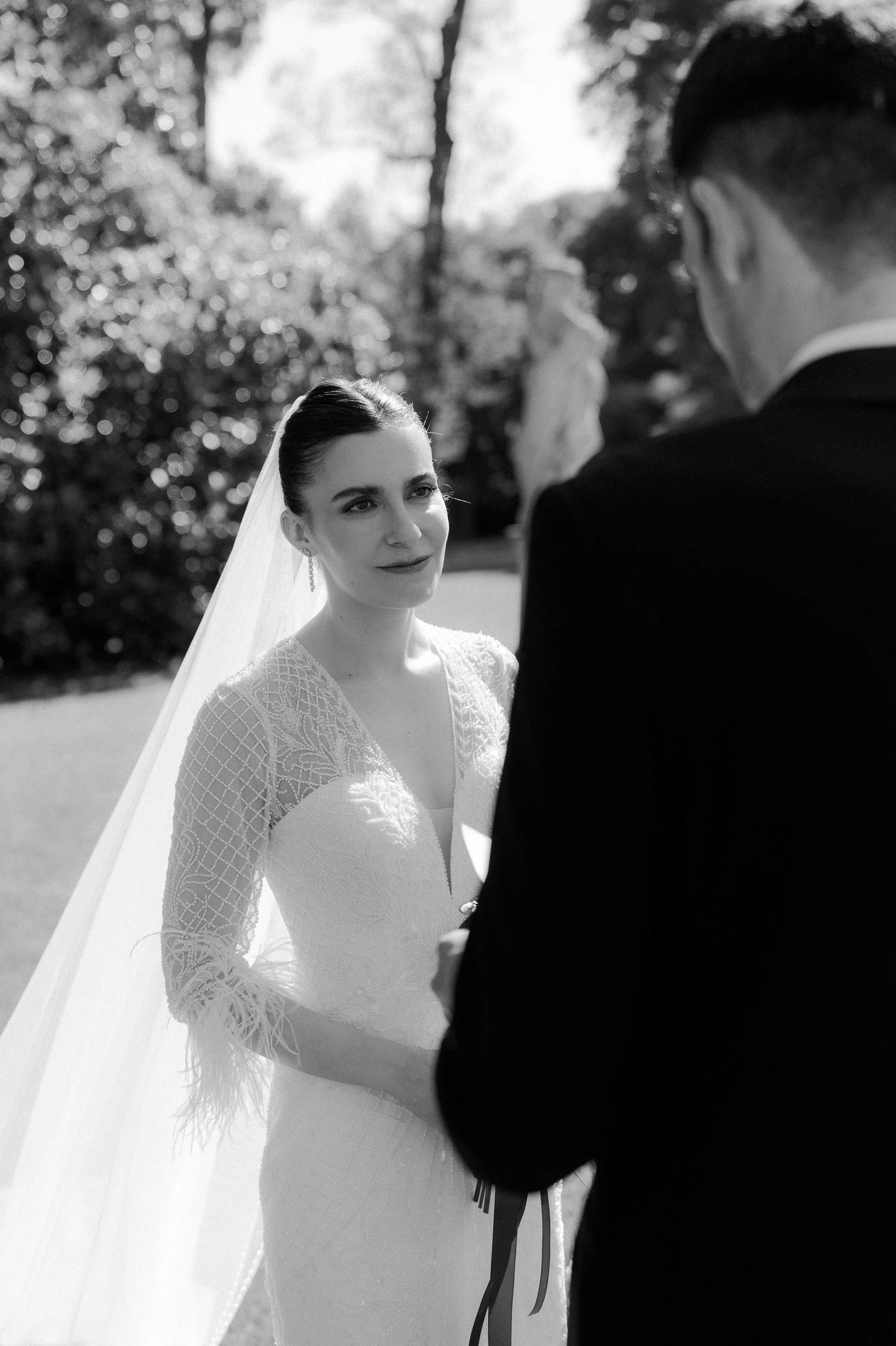 The bride and the groom during the ceremony