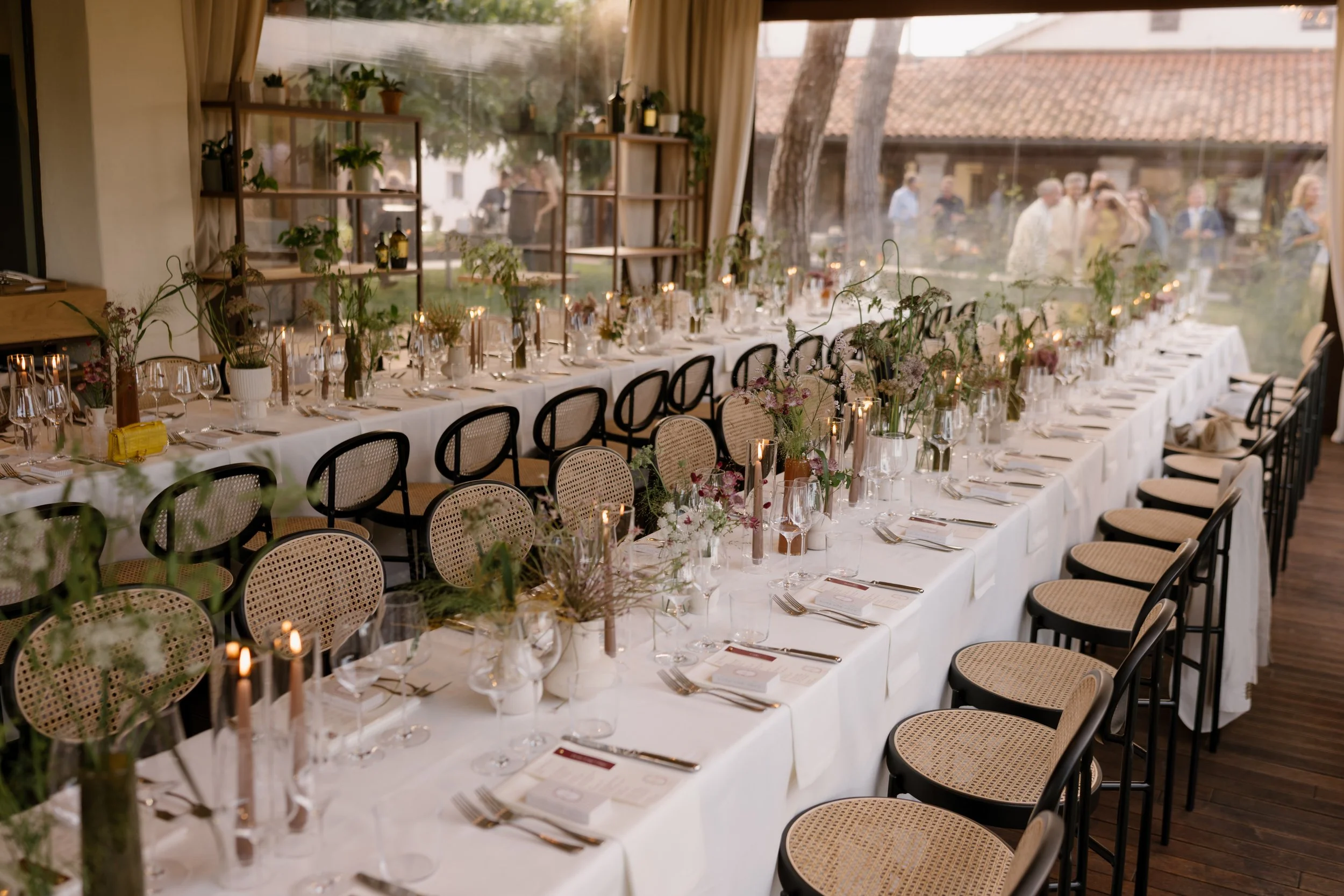 Organic botanical wedding table design at green Michelin-starred Venissa.