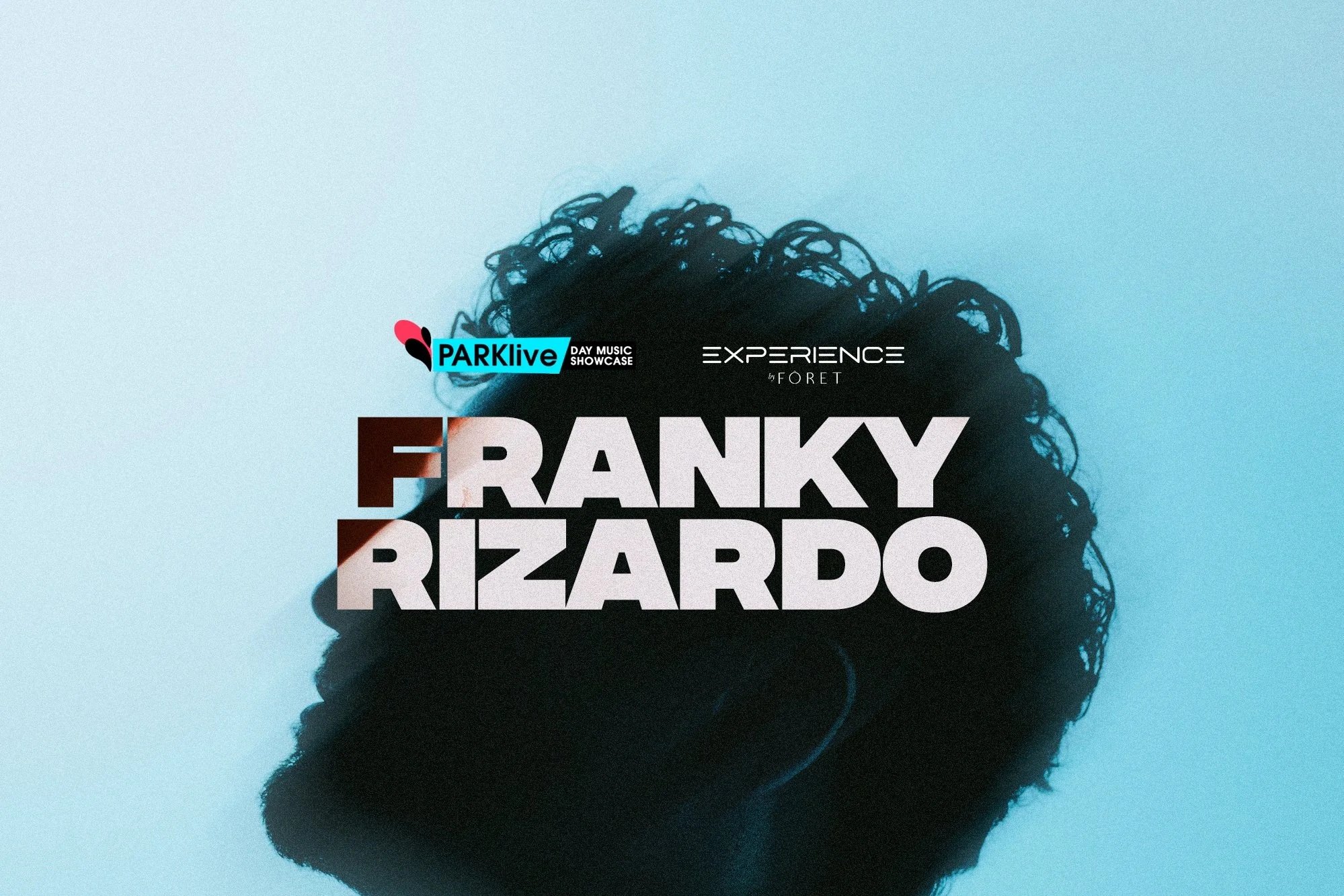 Concert poster featuring Franky Rizardo with event details for PARKlive, experience by Foret, and day music showcase.
