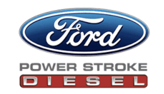 Ford Power Stroke Diesel logo with blue oval, white text, and red accents.