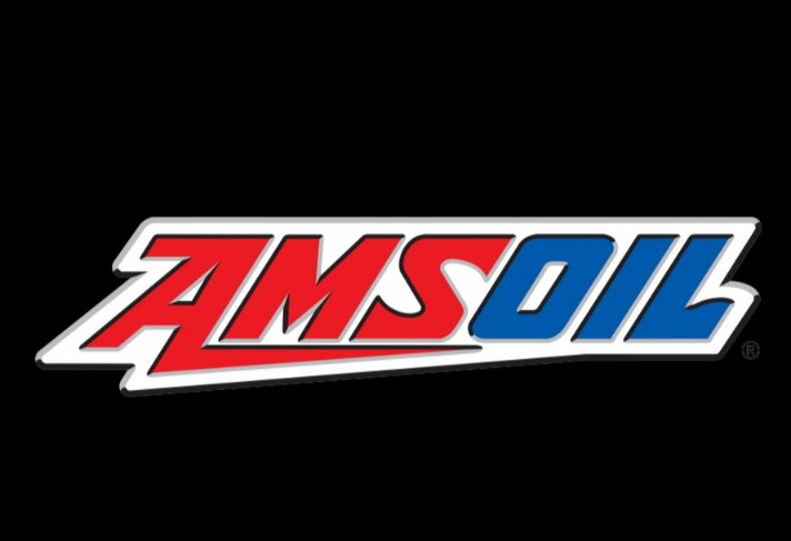 The AMSOIL logo in red and blue text on a black background.