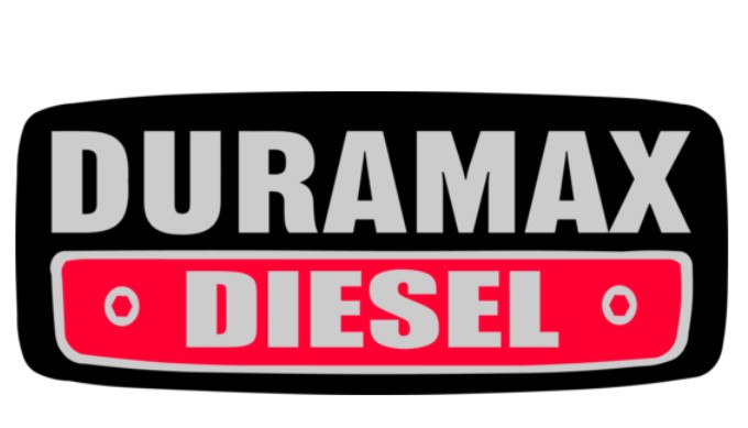 Duramax Diesel logo with black and red background