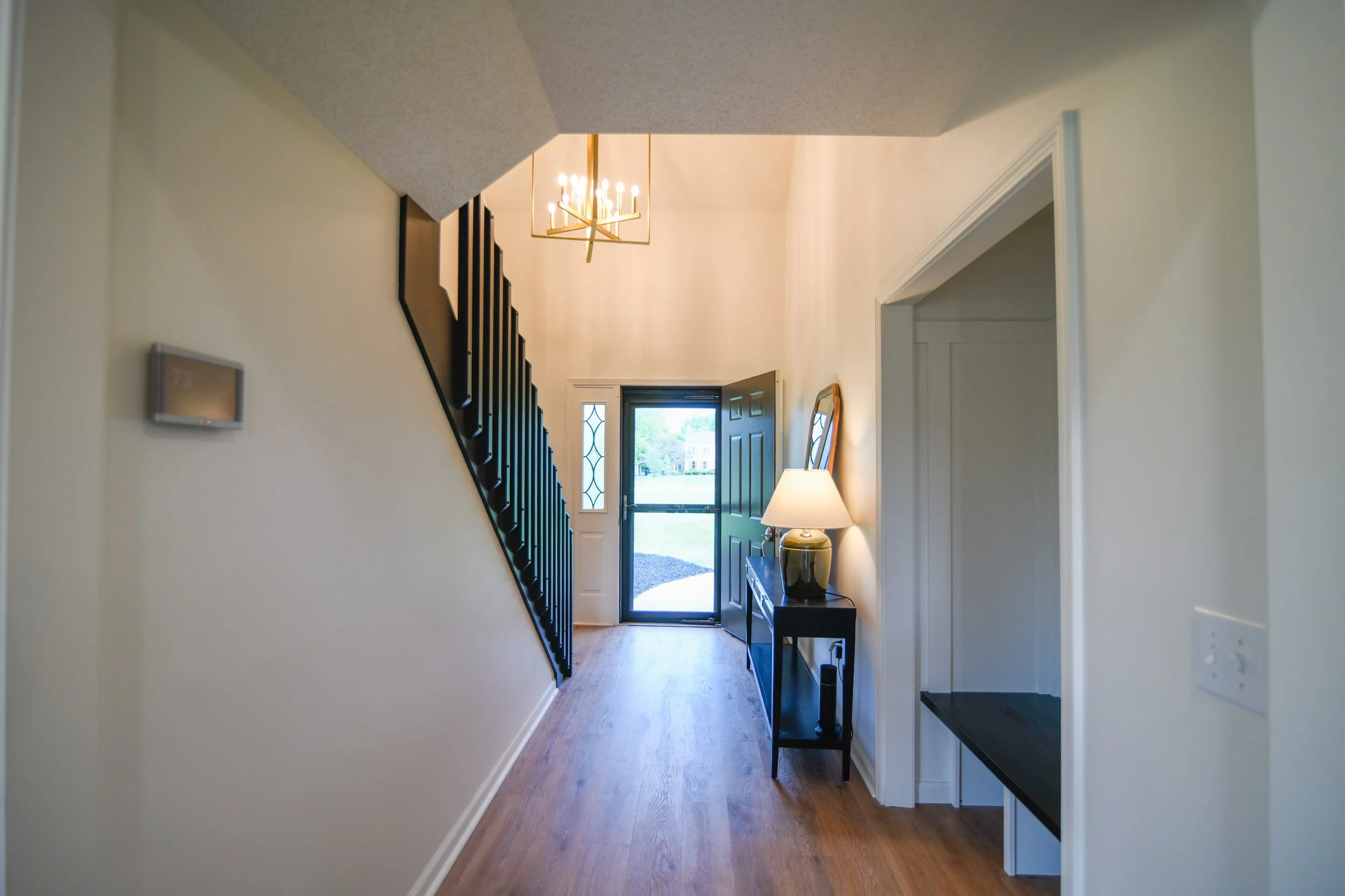 View from kitchen to front entry