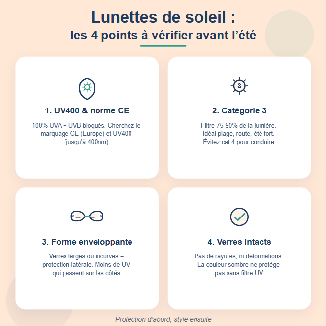 Lunettes de soleil : les 4 points à vérifier avant l’été