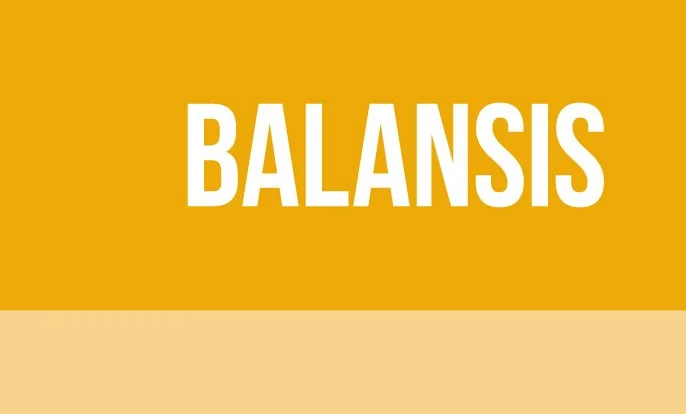 logo du verrier HOYA pour l'oeil de l'opticien à Bordeaux avec le mot 'BALANSIS' en lettres blanches sur un fond jaune et une bande beige en bas.