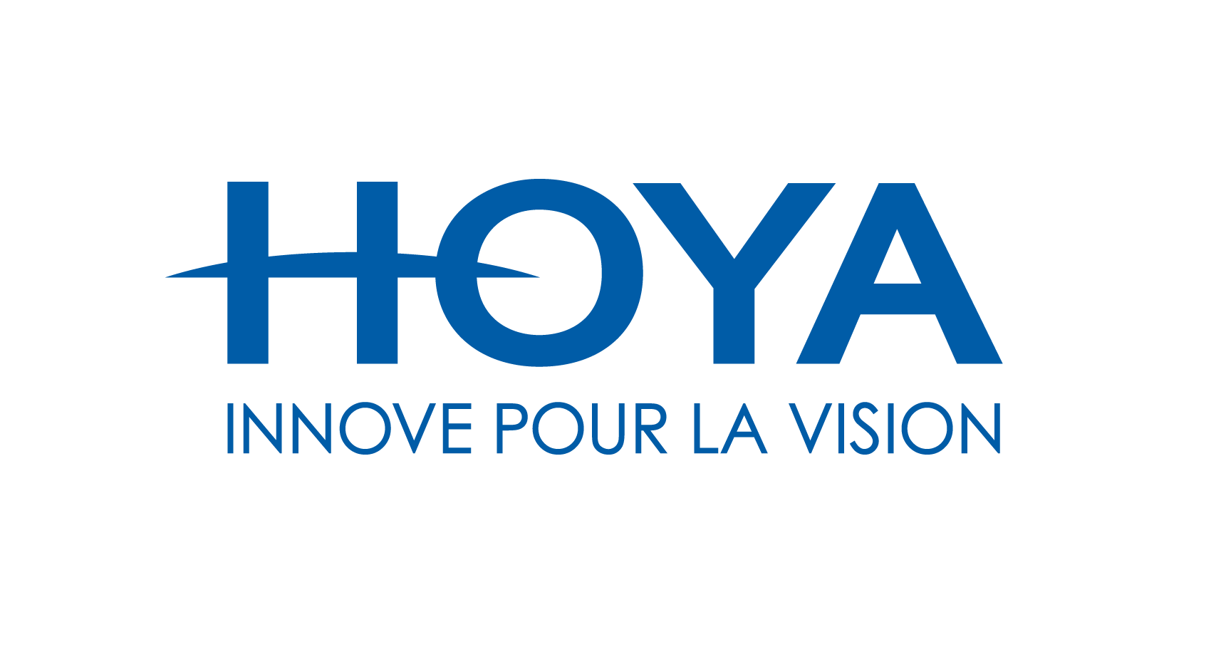Logo de HOYA avec le slogan « Innove pour la vision » en bleu sur fond noir.