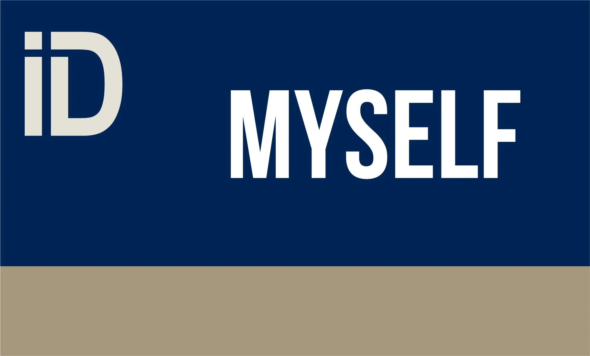 Logo du verrier HOYA pour l'oeil de l'opticien à Bordeaux avec le texte 'ID MYSELF' en blanc sur un fond bleu, avec une bande beige en bas