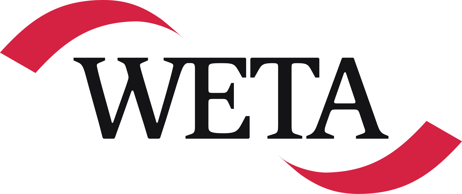 The logo features the word 'WETA' in black with two red curved lines above and below the text.
