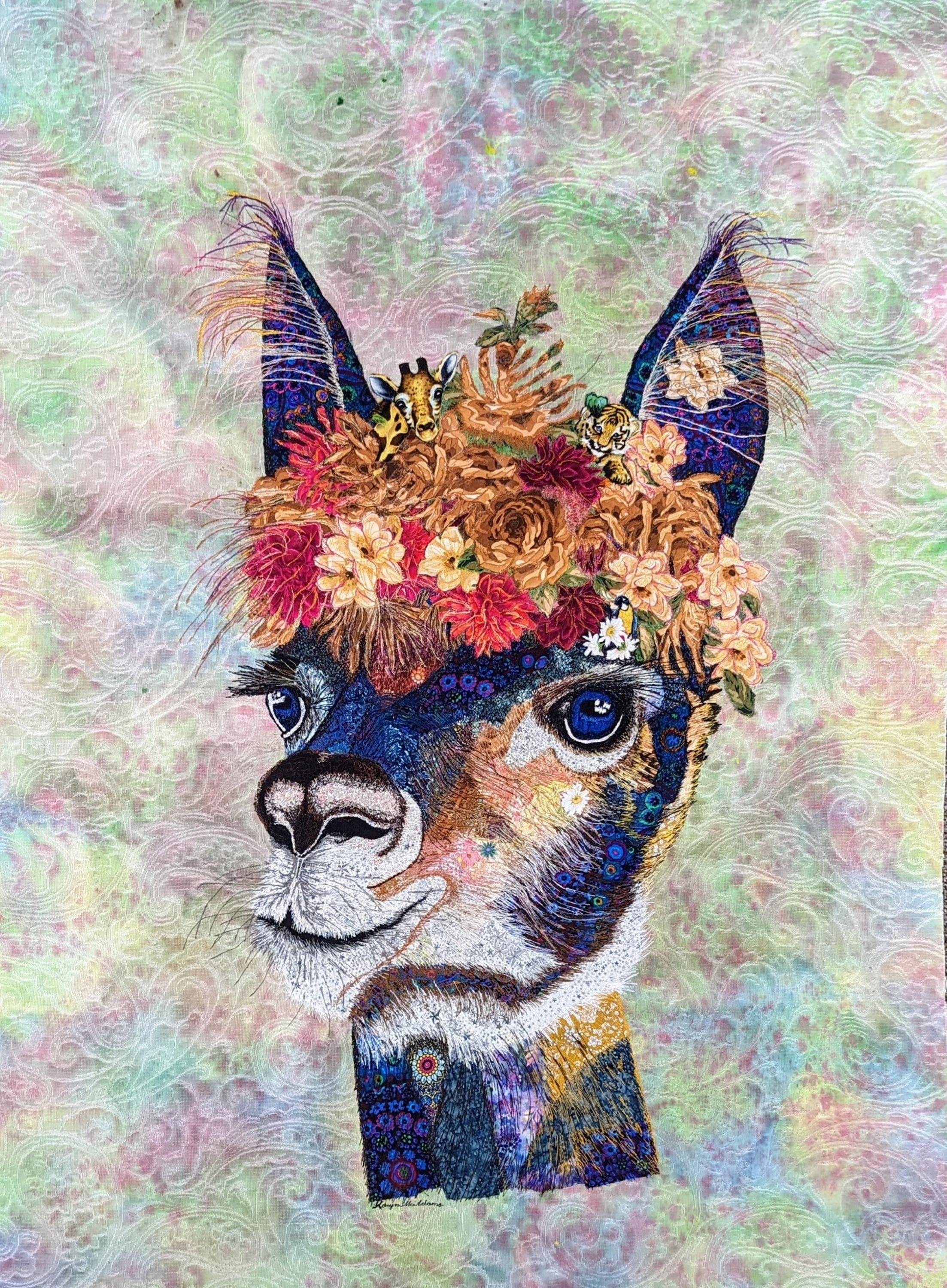 Alpaca 
Threadpainting on eco-dyed canvas
45+ hours of stitching plus frame
$3800
