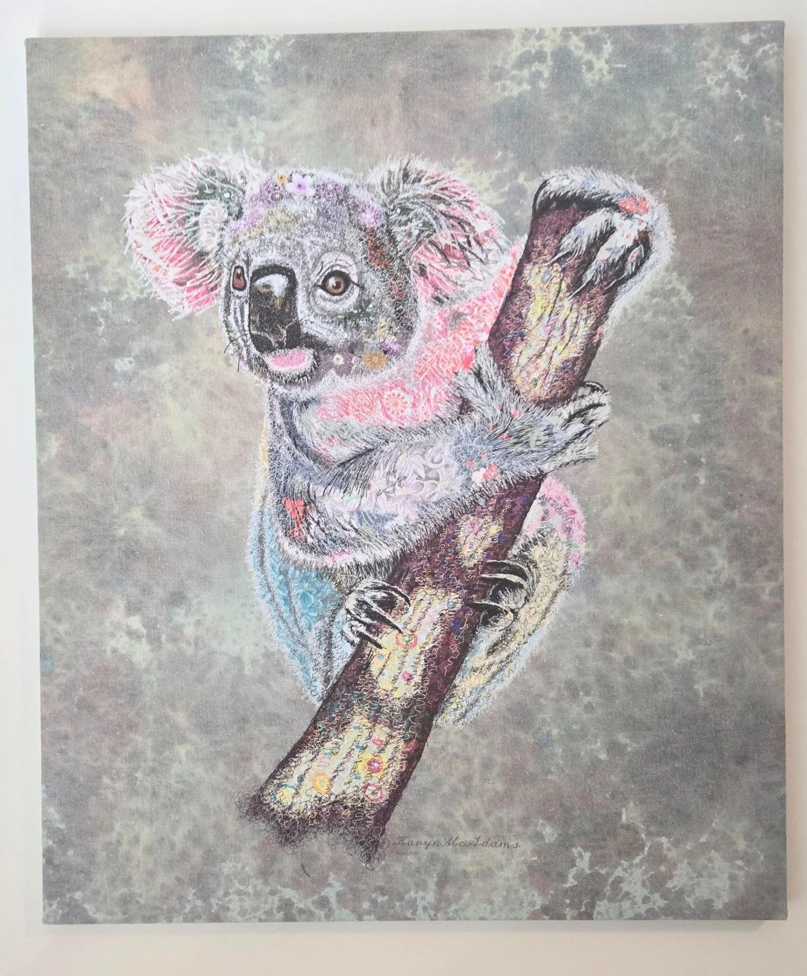 Koala
Threadpainting on eco-dyed canvas
35+hours of stitching
$495