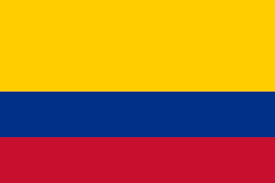 The Colombian flag with horizontal stripes of yellow, blue, and red.