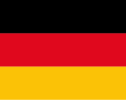 Flag of Germany with horizontal black, red, and gold stripes