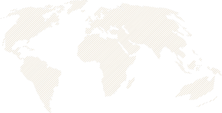Black and beige striped world map with continents outlined.