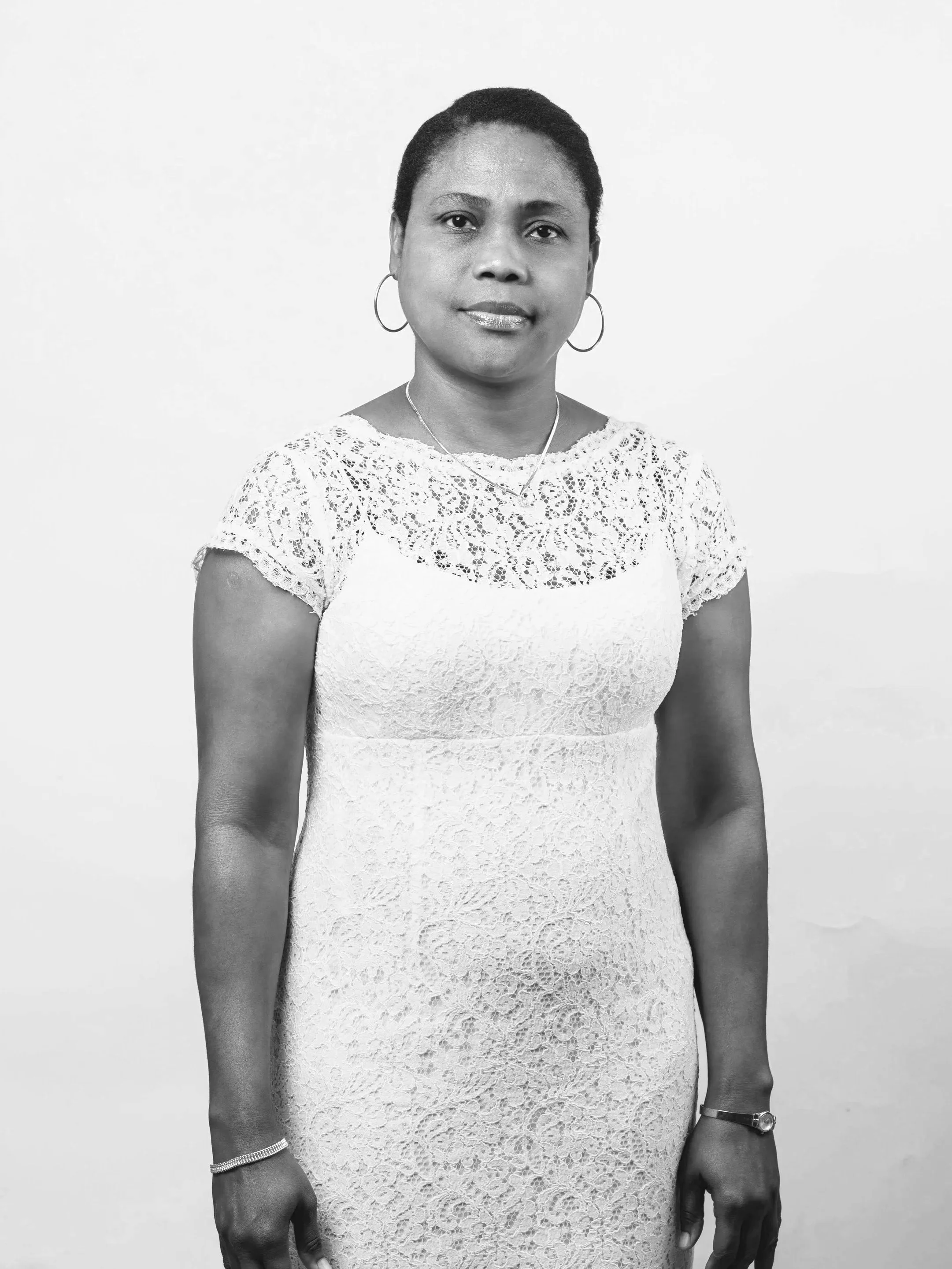 A black and white portrait of Marie Carmelle Pierre, Clerk at Delespinasse