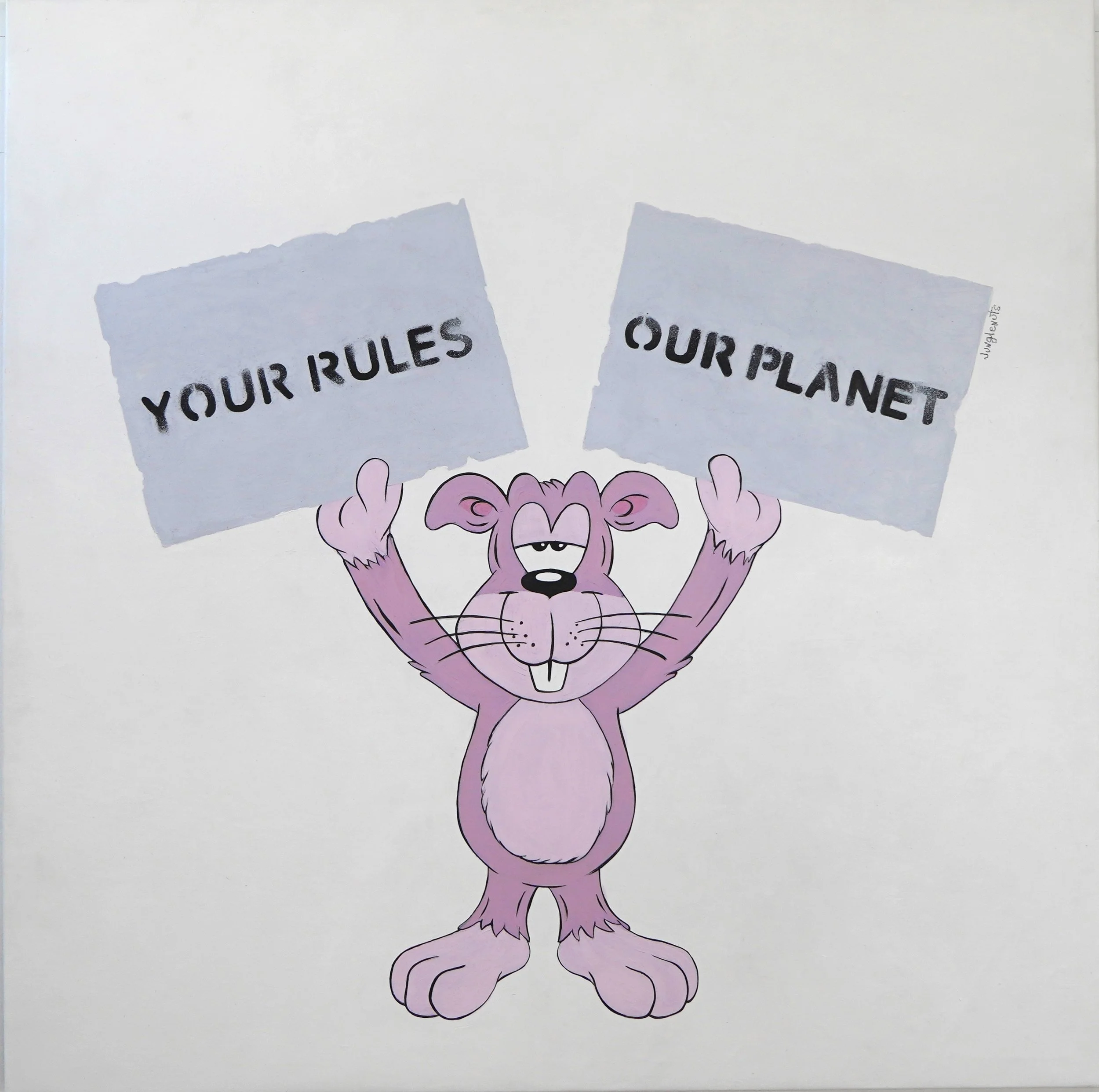   Wombat Your Rules Our Planet   48 × 48 in.  Acrylic on canvas 