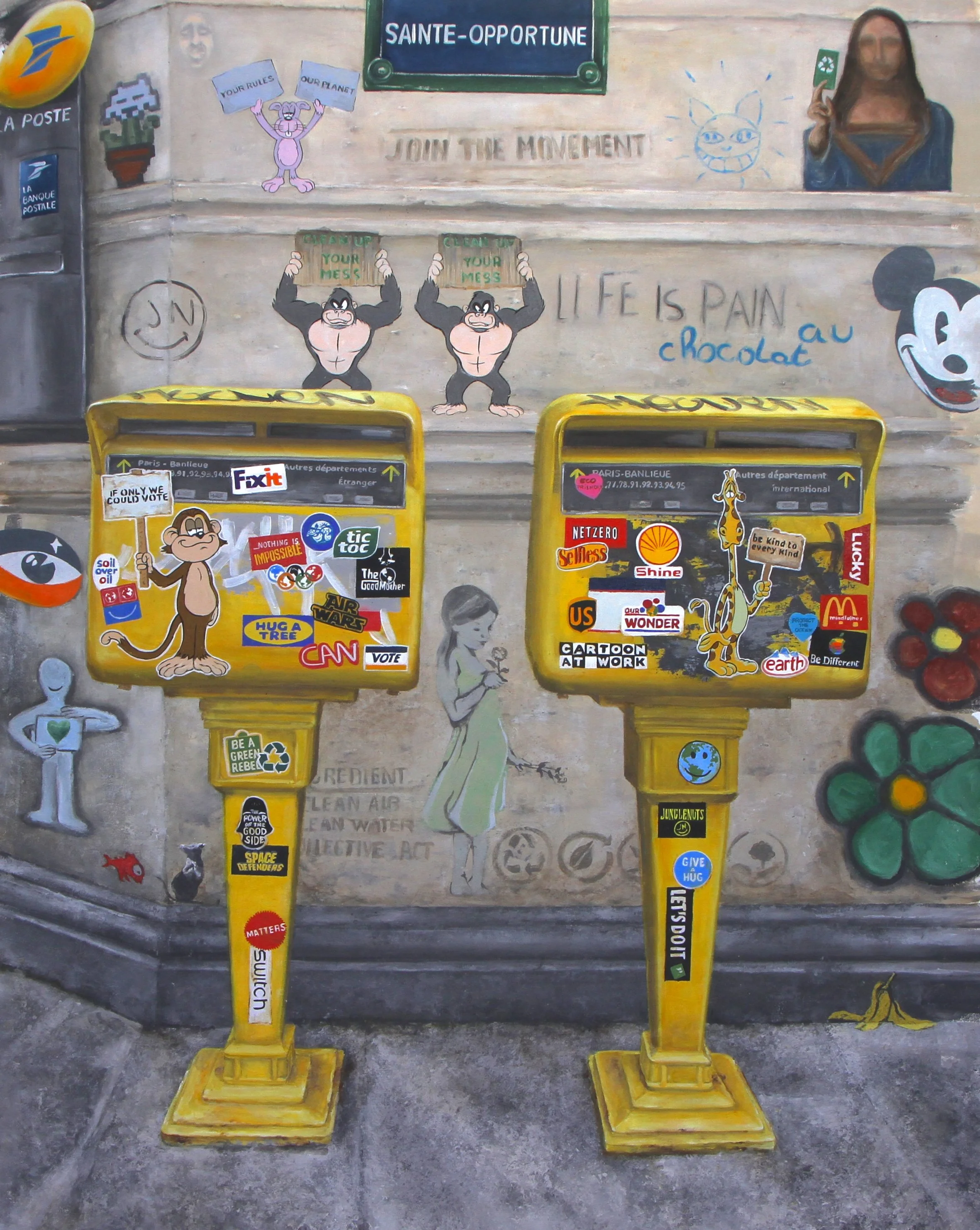   Letters from Paris   50 × 38 in.  Acrylic on canvas 