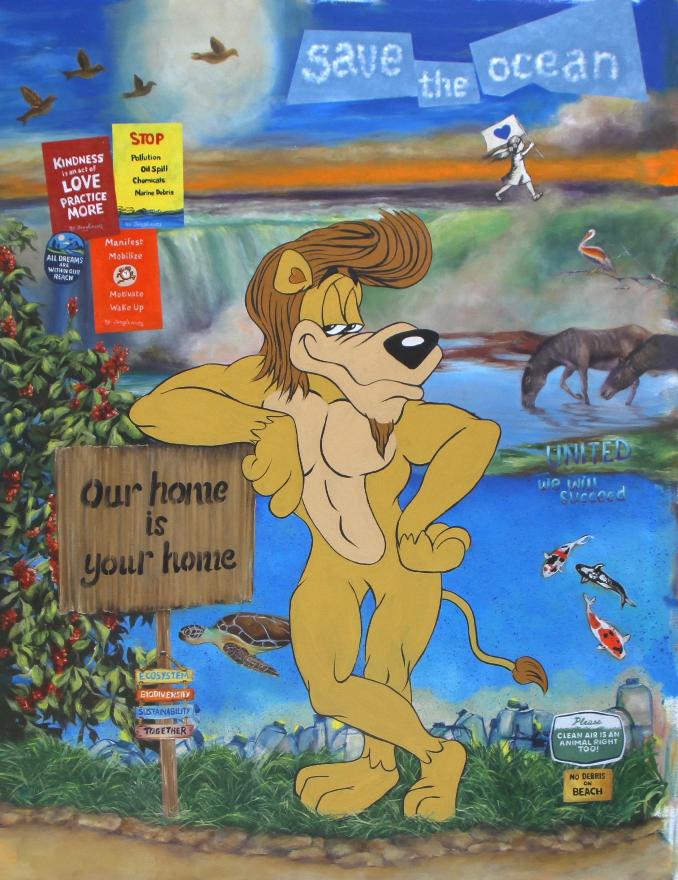   Leon Our Home is Your Home   44 × 34 in.  Acrylic on canvas 