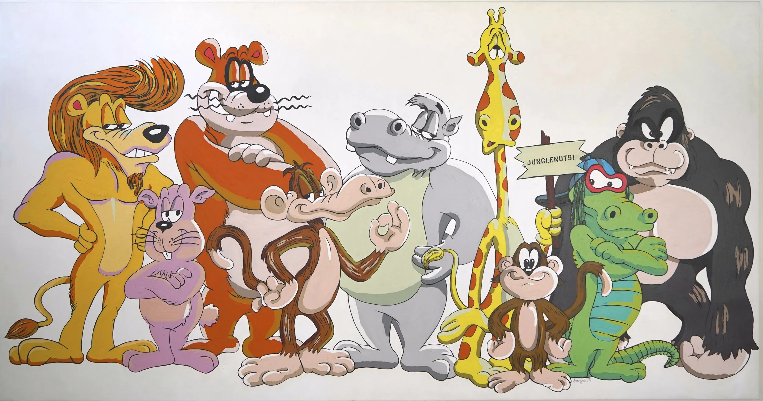  Group Junglenuts  Acrylic on canvas 55 × 105 in. 