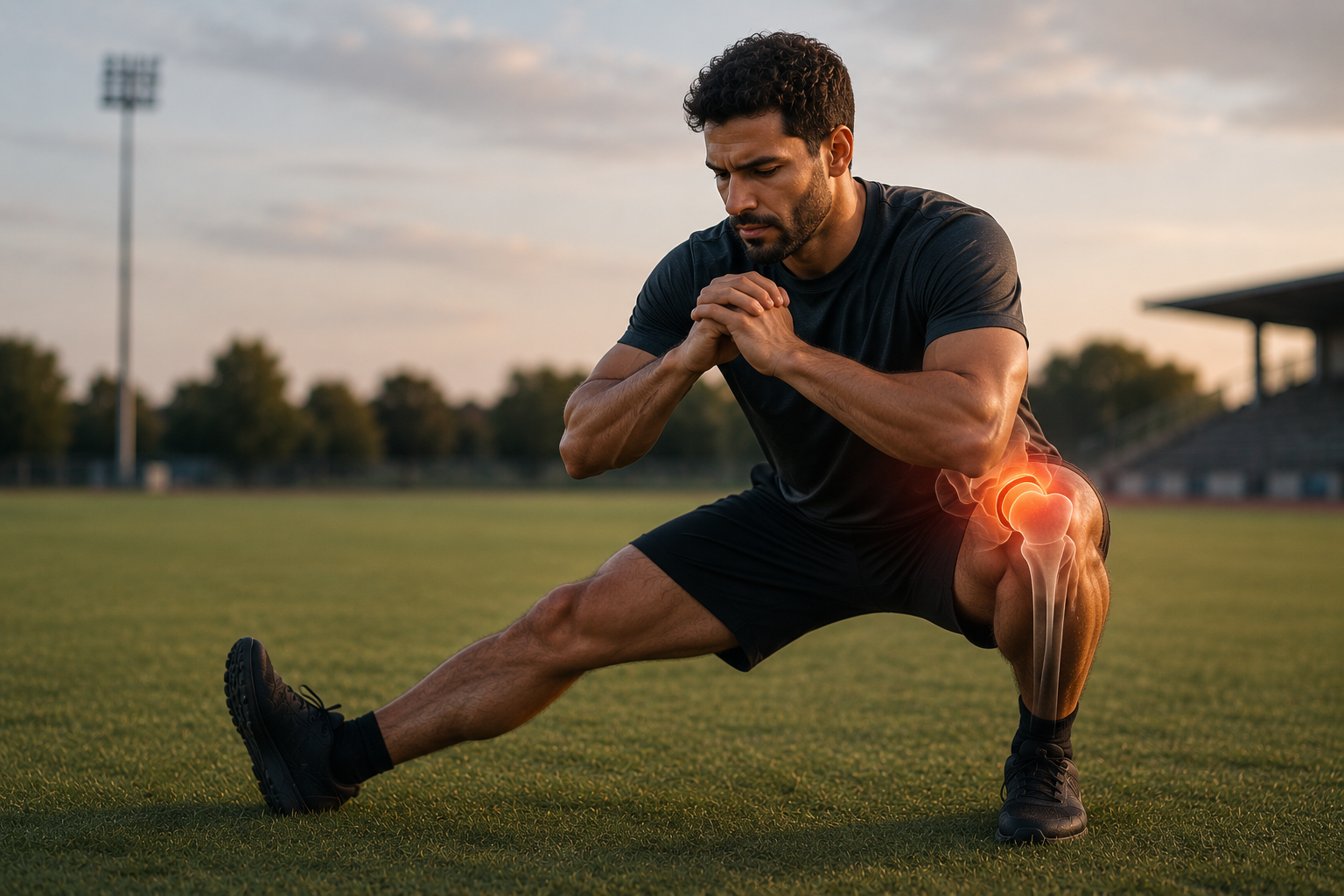 Man experiencing knee pain while exercising outdoors