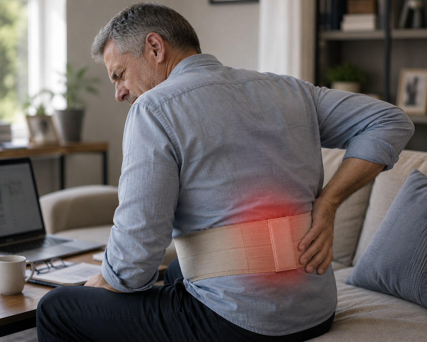Man recovering from lower back surgery as part of his rehabilitation