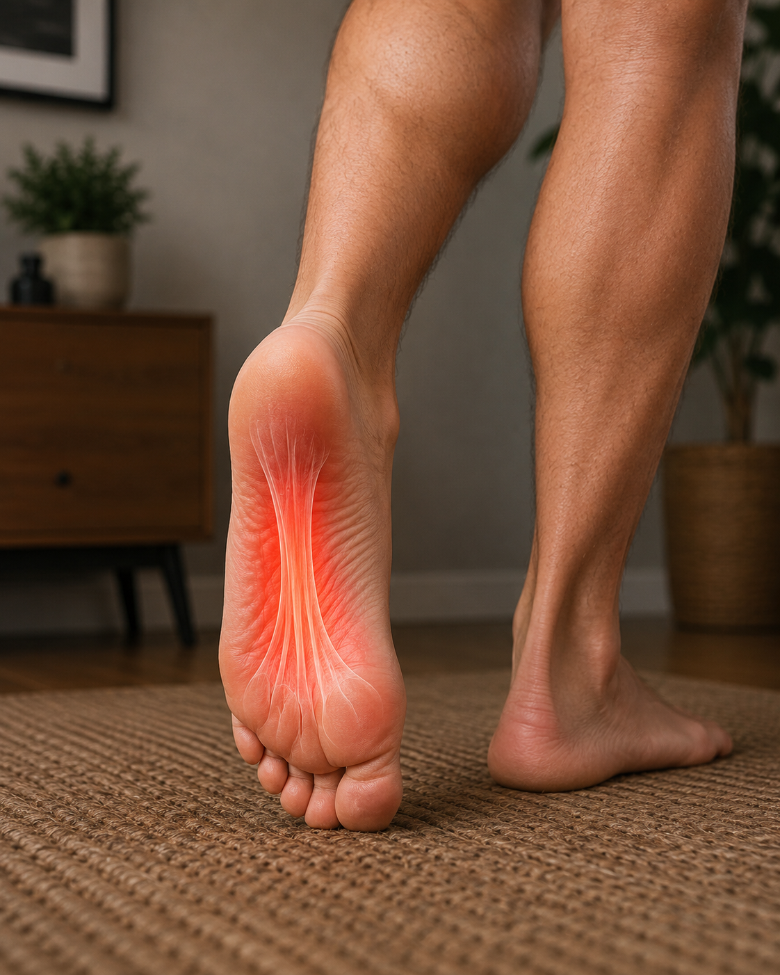 Plantar fasciitis and heel pain affecting the sole of the foot