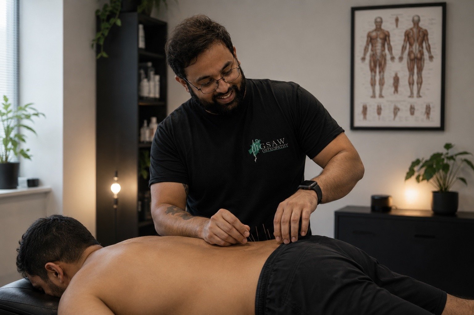 Dry needling treatment for muscular pain and tension