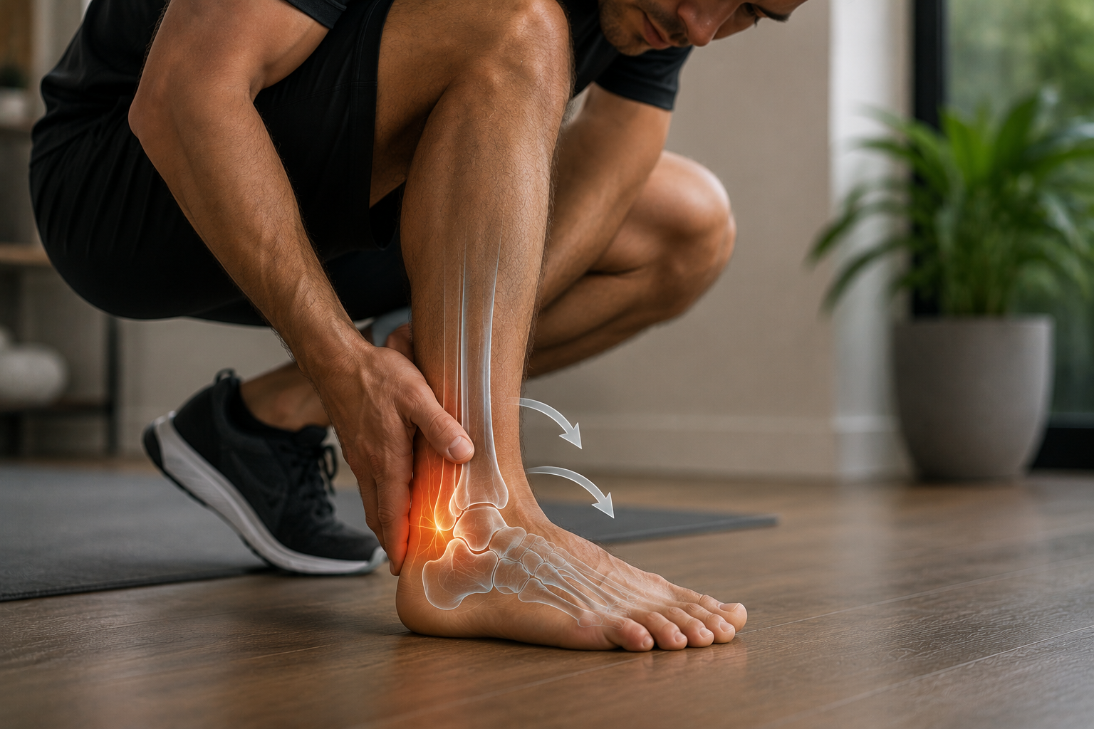 Man holding his ankle after an ankle injury