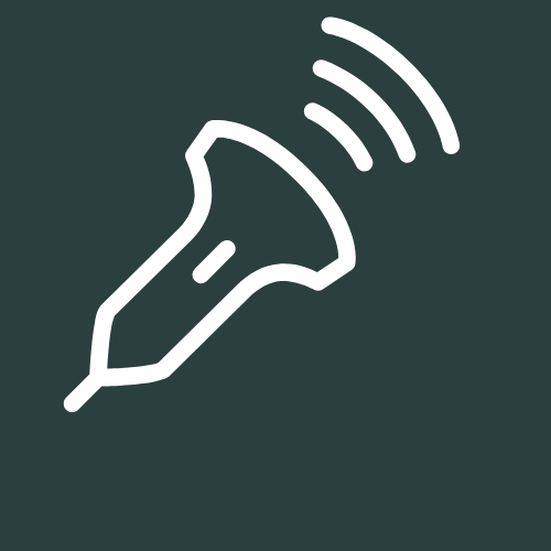 Icon of a flashlight projecting light.
