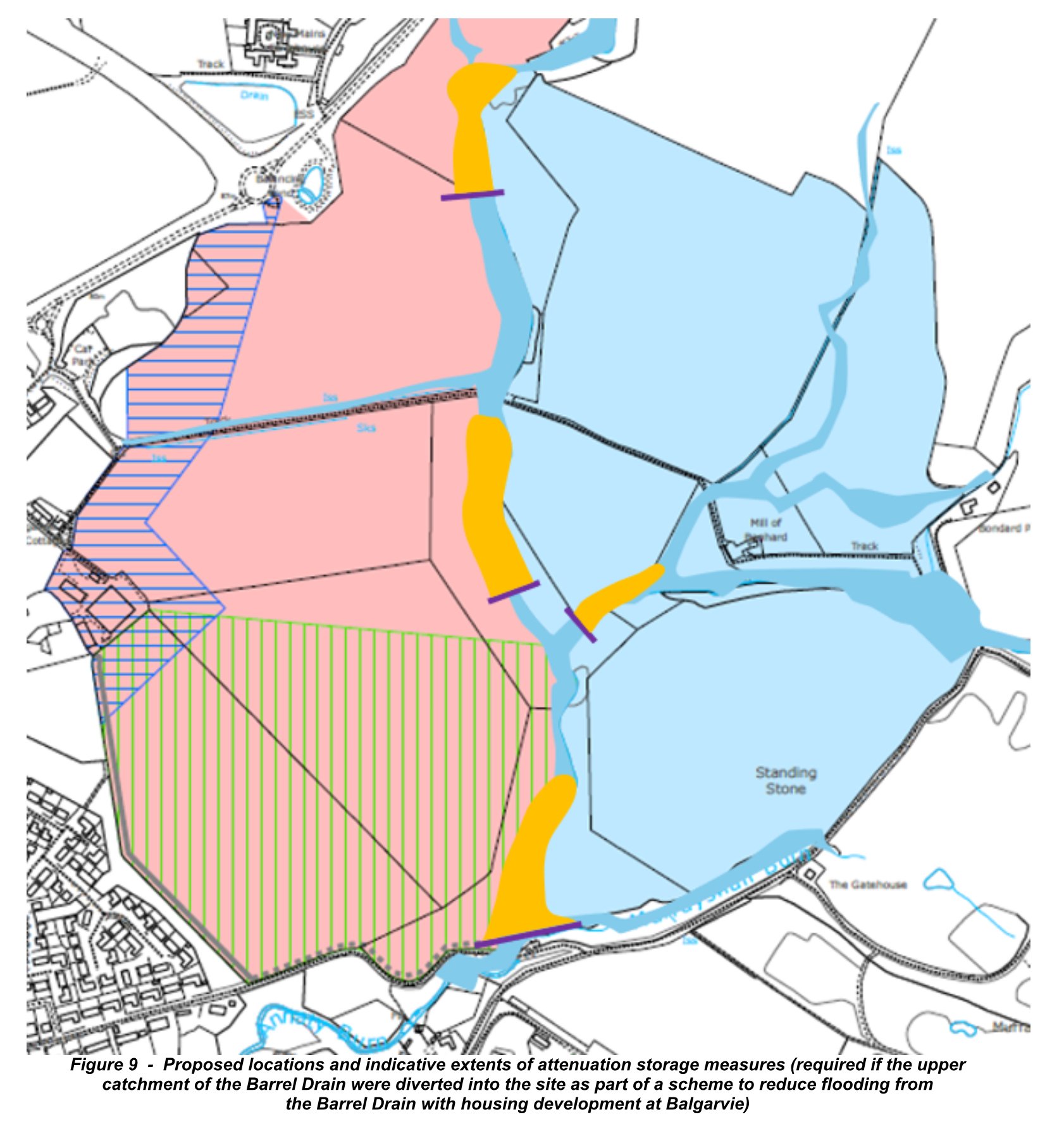 Map showing Annaty Glen flood management strategies.